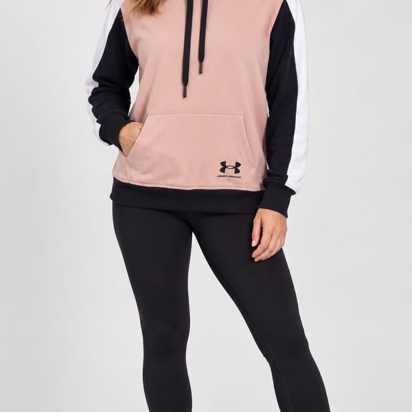Under Armour Rival Fleece Graphic CB Hoodie Size Large Pink Black White