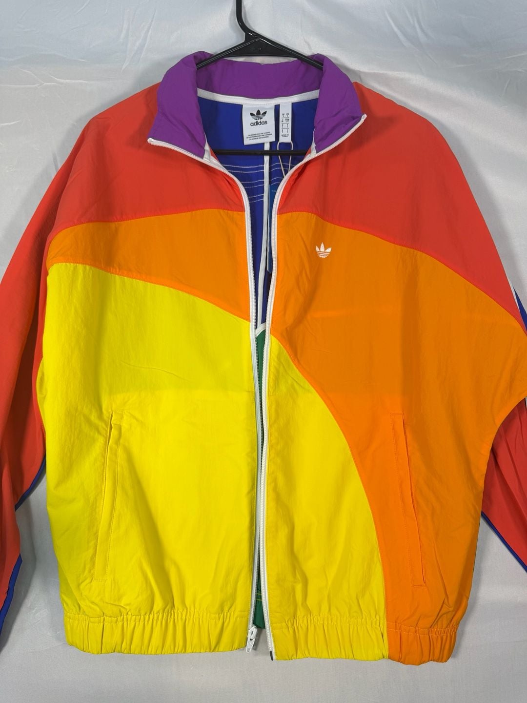 Adidas Original Pride Rainbow Off-Center Jacket Wind Breaker GD0955 Size XL 10