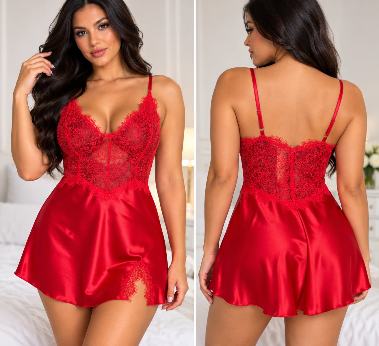 Victoria's Secret Lace Chemise Size L Red 2