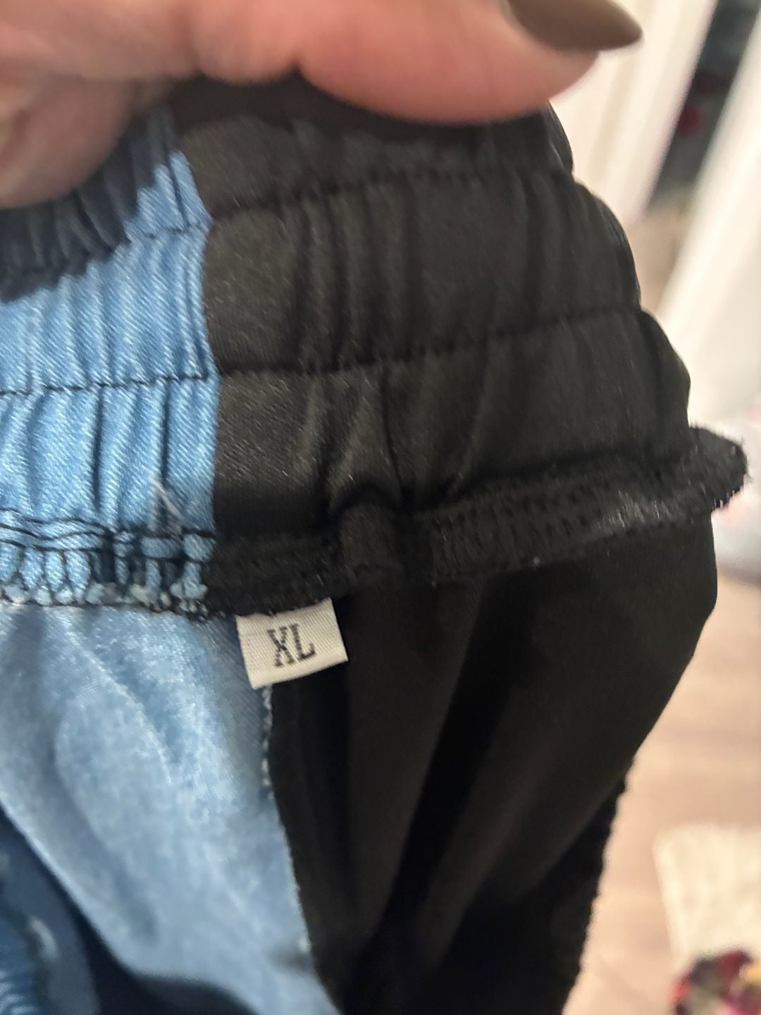 Two Tone Black Blue Split Leg Jogger Pants XL Colorblock 10