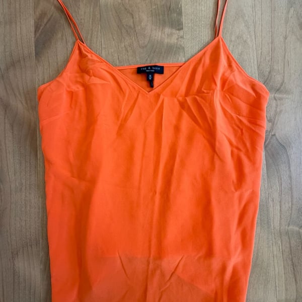 Rag & Bone Astrid Silk Camisole Size M Orange V-Neck Cami