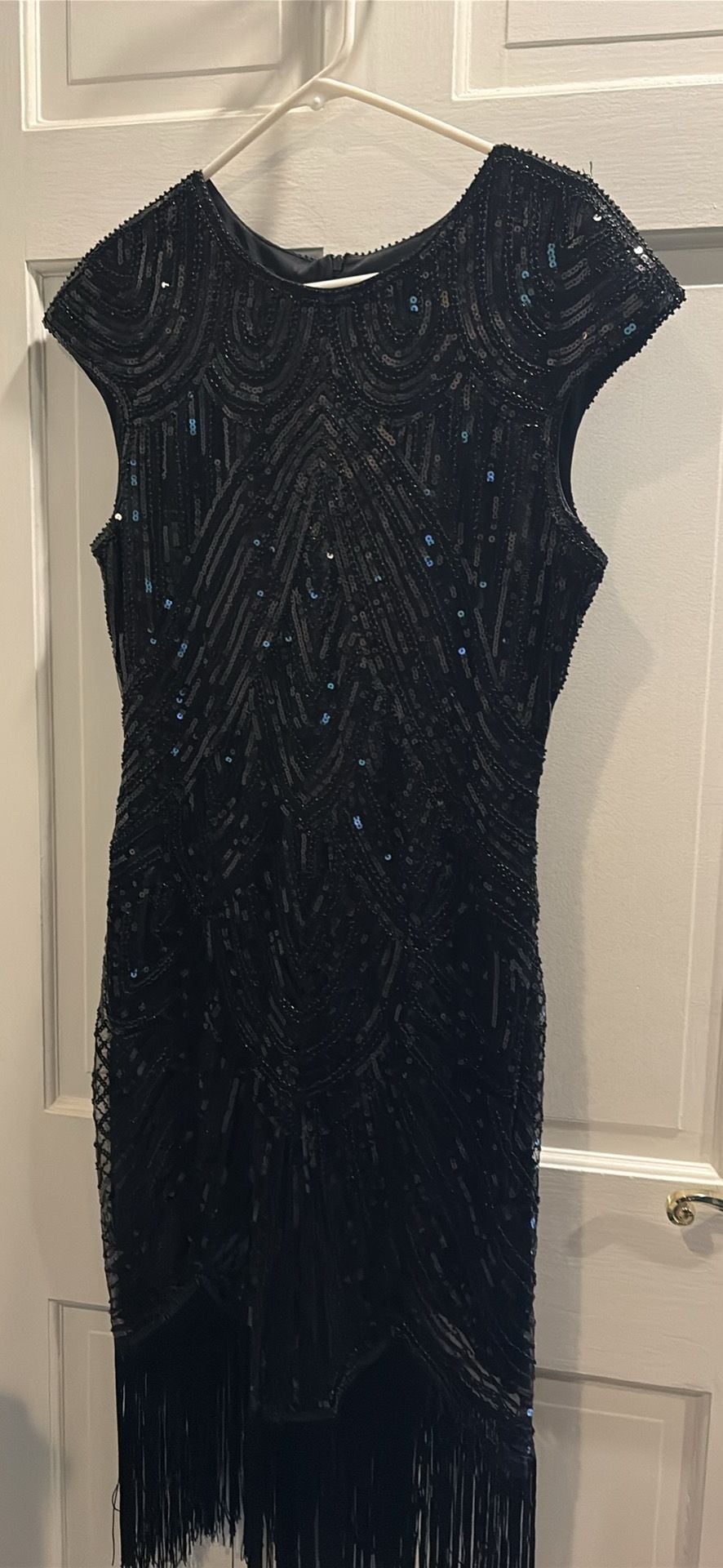 DISY COSTUME 1920s Flapper Dress Size XL Black Sequin Beaded Gatsby 1