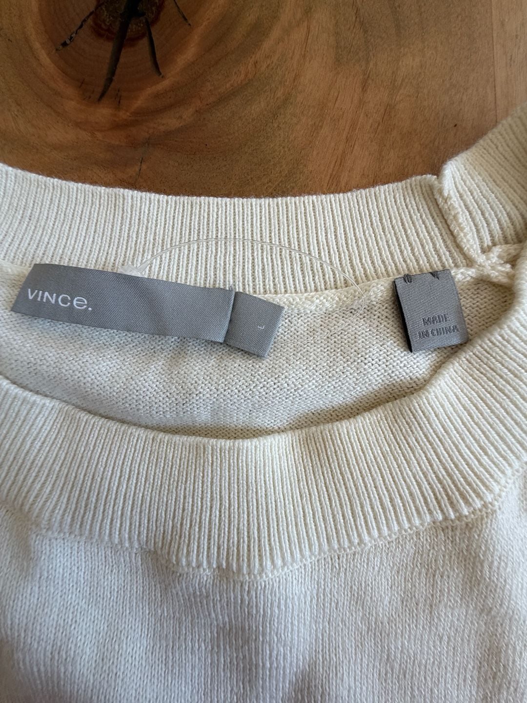 Vince Sweater Size L Ivory Cotton Side Tie Crewneck 7