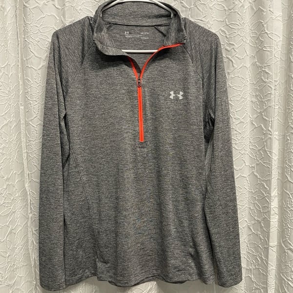 Under Armour Tech Twist 1/2 Zip Long Sleeve Size LG Gray HeatGear