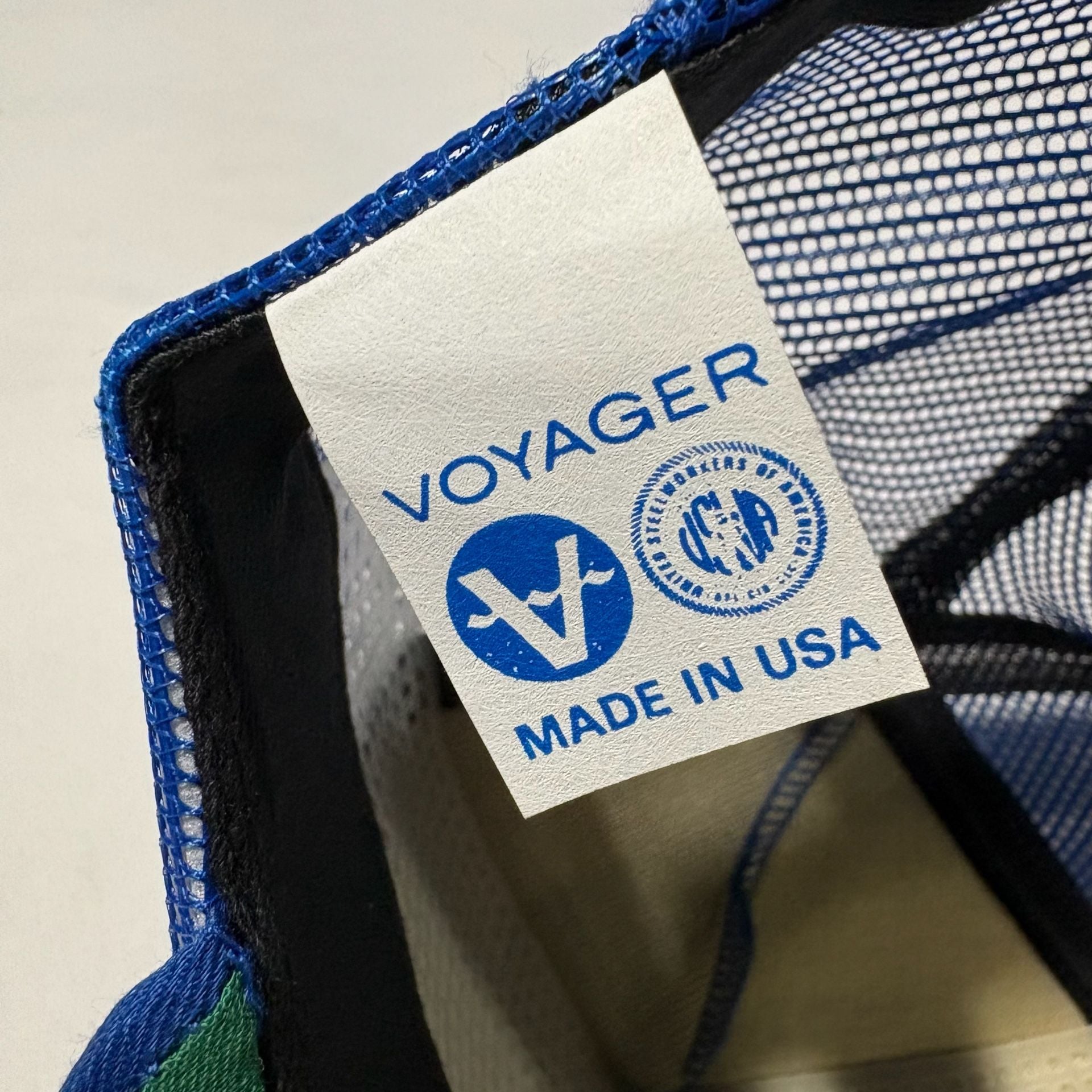 Vtg 80s Voyager Blank Trucker Hat Royal Blue Mesh Snapback Made in USA Union
 7