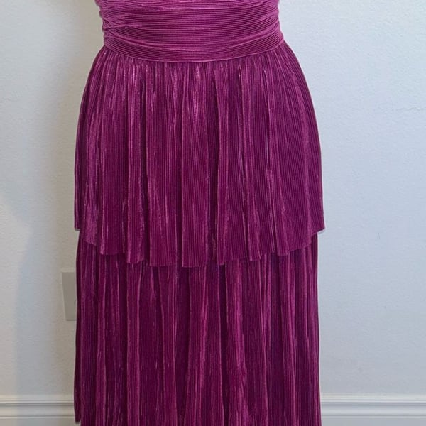 Sabina Musayev Judith Metallic Plisse Tiered Maxi Dress