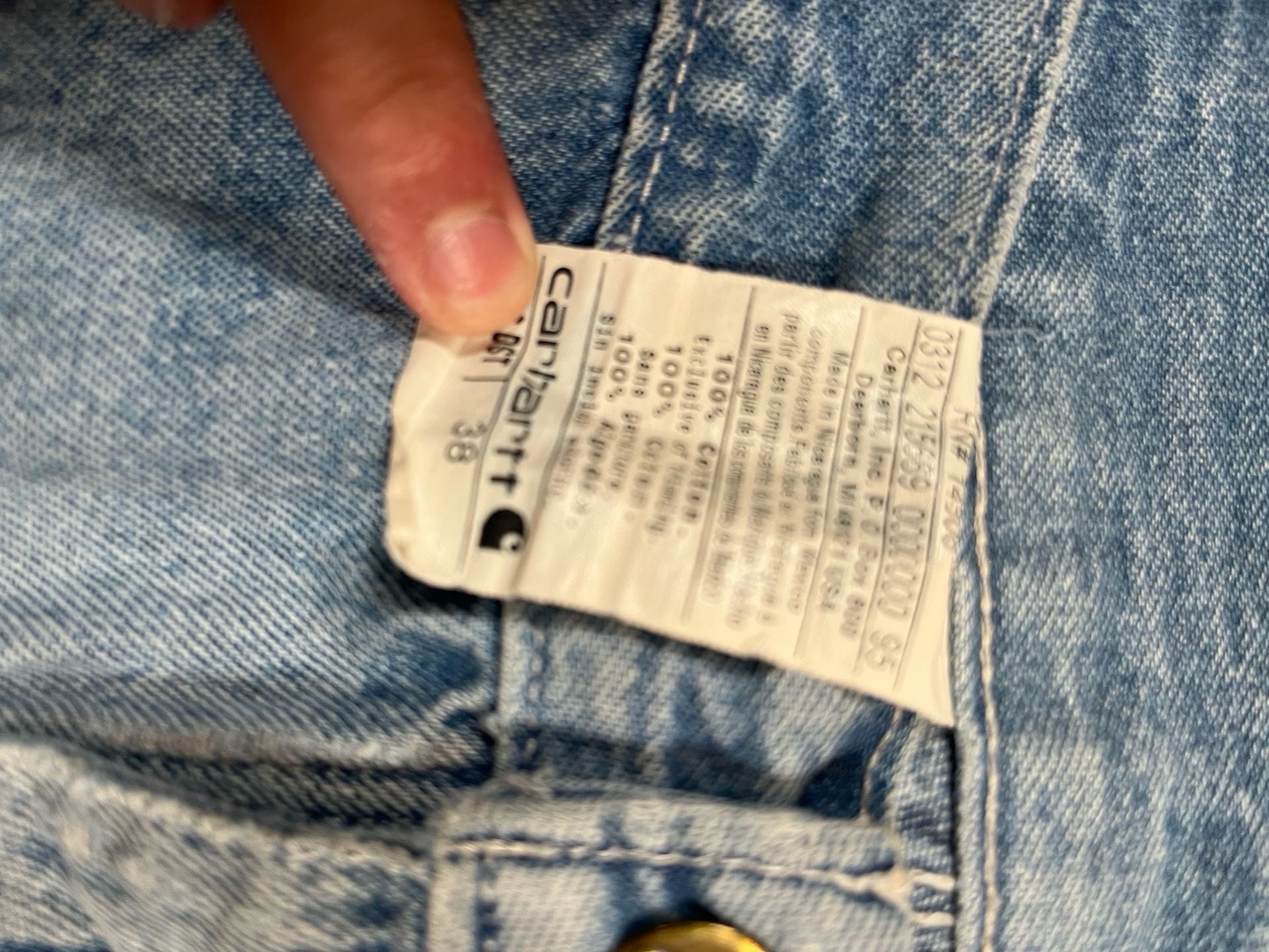 Carhartt B159 DST Carpenter Denim Shorts Size 38 Light Wash Paint Splatter 4