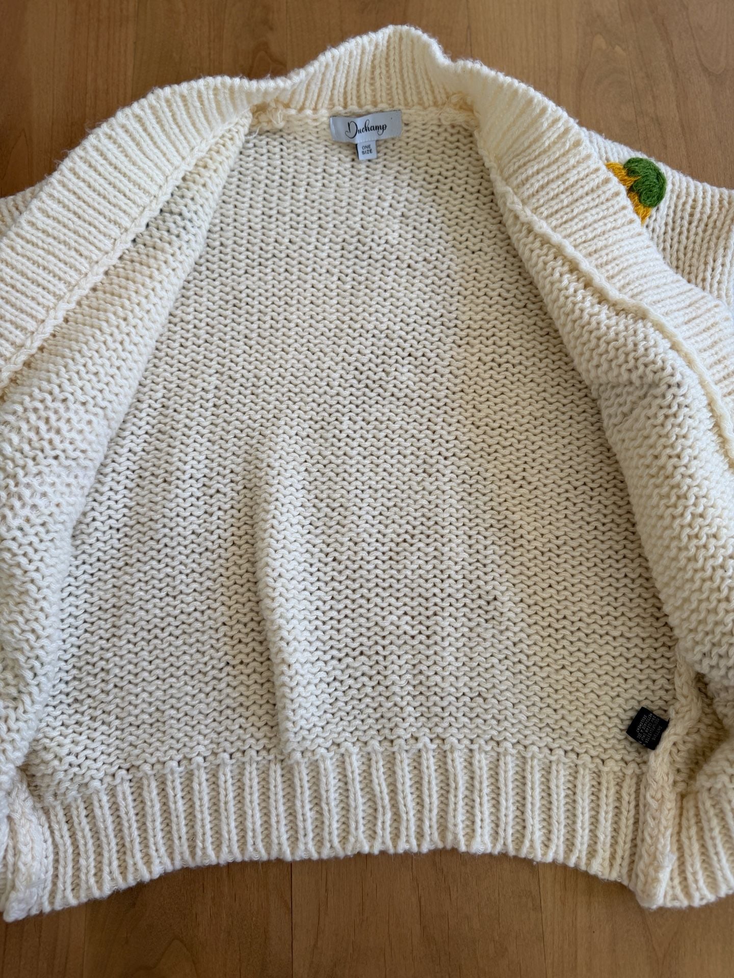 Duchamp Fruit Knit Cardigan One Size White-Cream 3D Applique 9