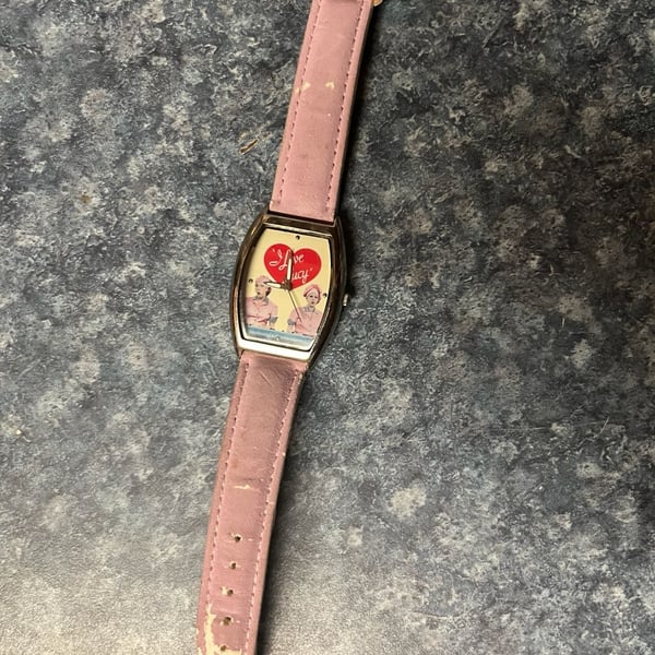 I Love Lucy Chocolate Factory Vintage Pink Leather Watch
