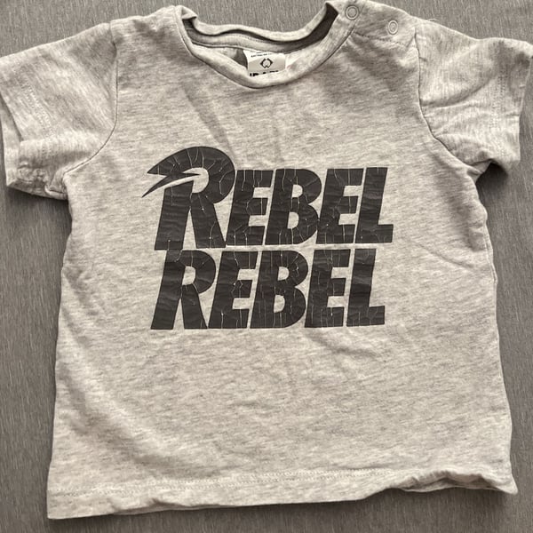 Cotton On David Bowie Rebel Rebel T-Shirt Size 6-12 Months Gray