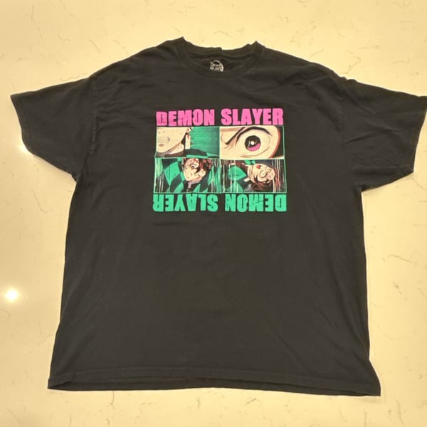 Demon Slayer Anime Graphic T-Shirt XL Black Tanjiro Panels Tee