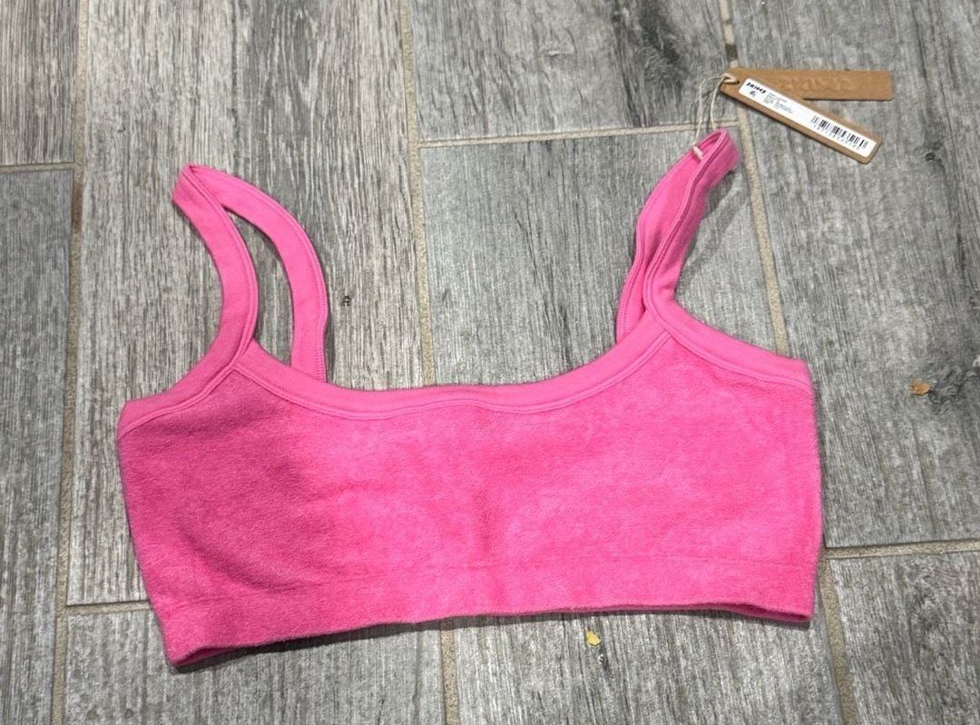 SKIMS Terry Bralette Size L-XL Pink Crop Top 2