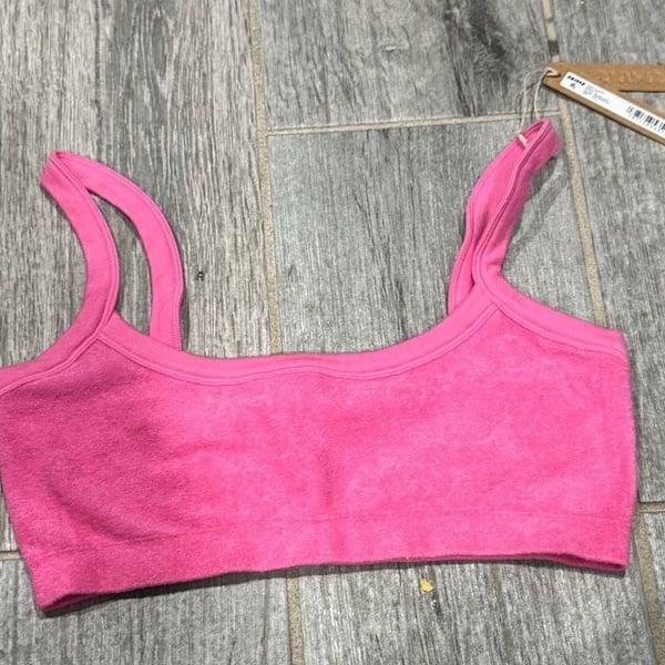SKIMS Terry Bralette Size L-XL Pink Crop Top