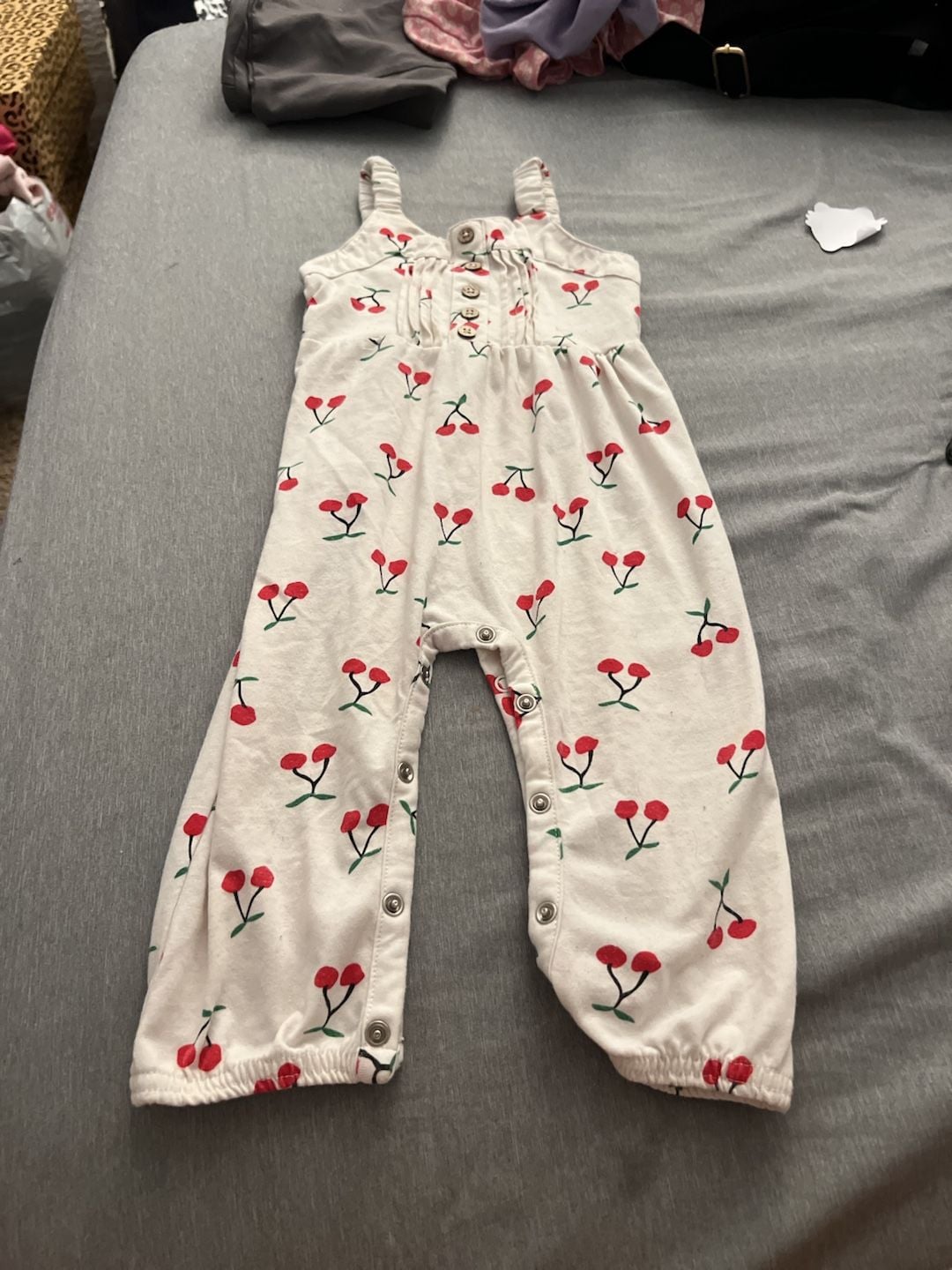 Jessica Simpson Cherry Print Jumpsuit Size 18M White 2