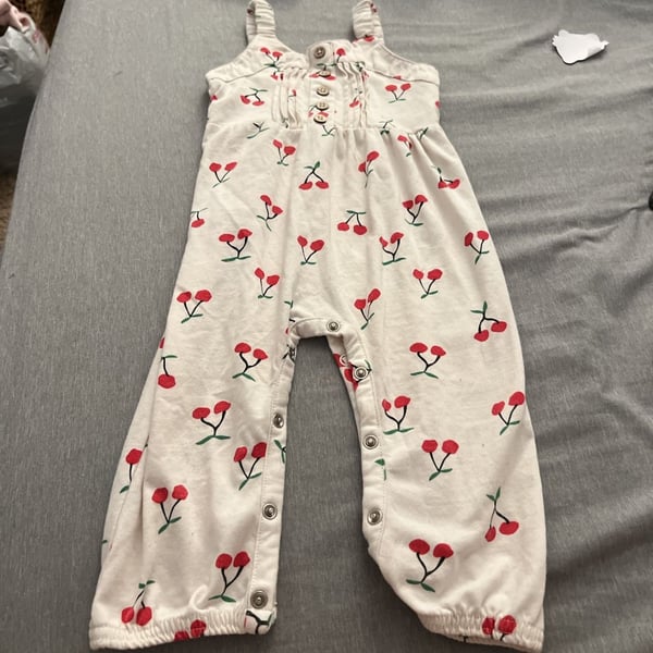 Jessica Simpson Cherry Print Jumpsuit Size 18M White