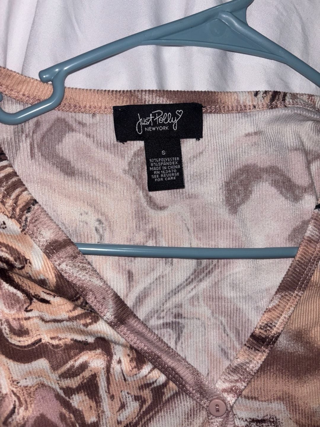 Just Polly Cardigan Size S Brown Marble Print Long Sleeve Top 2