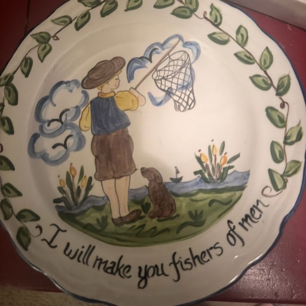 The Mustard Seed Ceramic Plate Mark 1:17 I Will Make You Fishers of Men