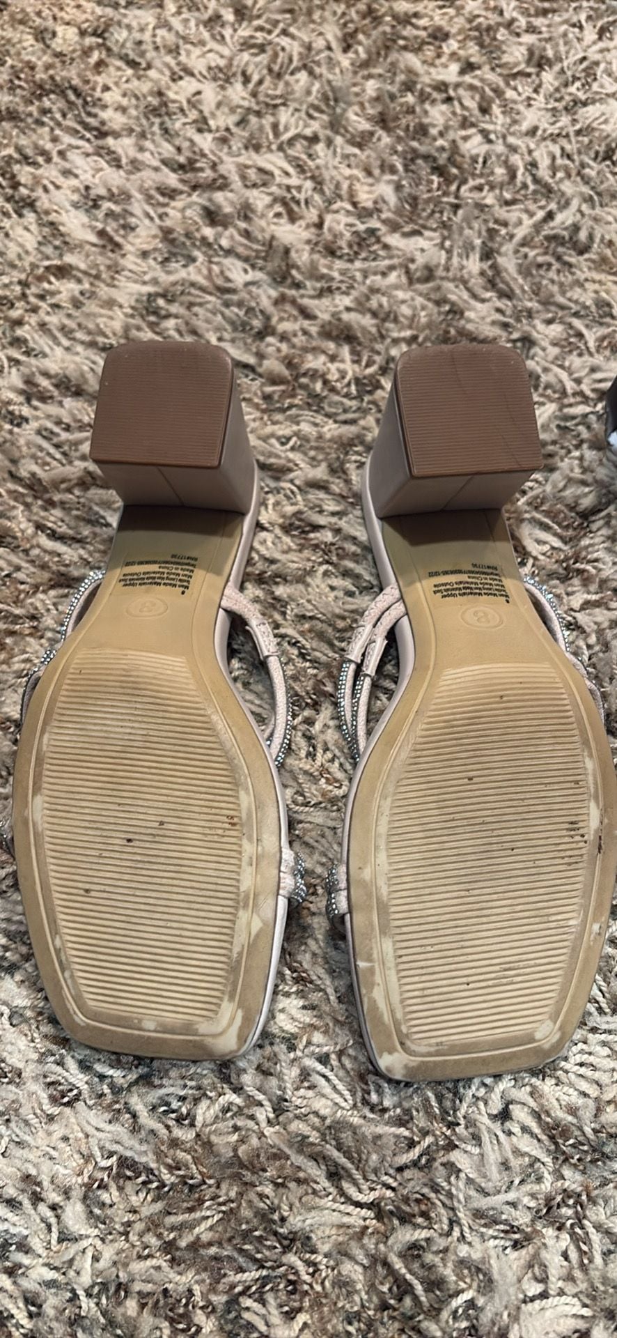 A New Day Blakely Heels Size 8 Light Beige Rhinestone Mule Sandals 4