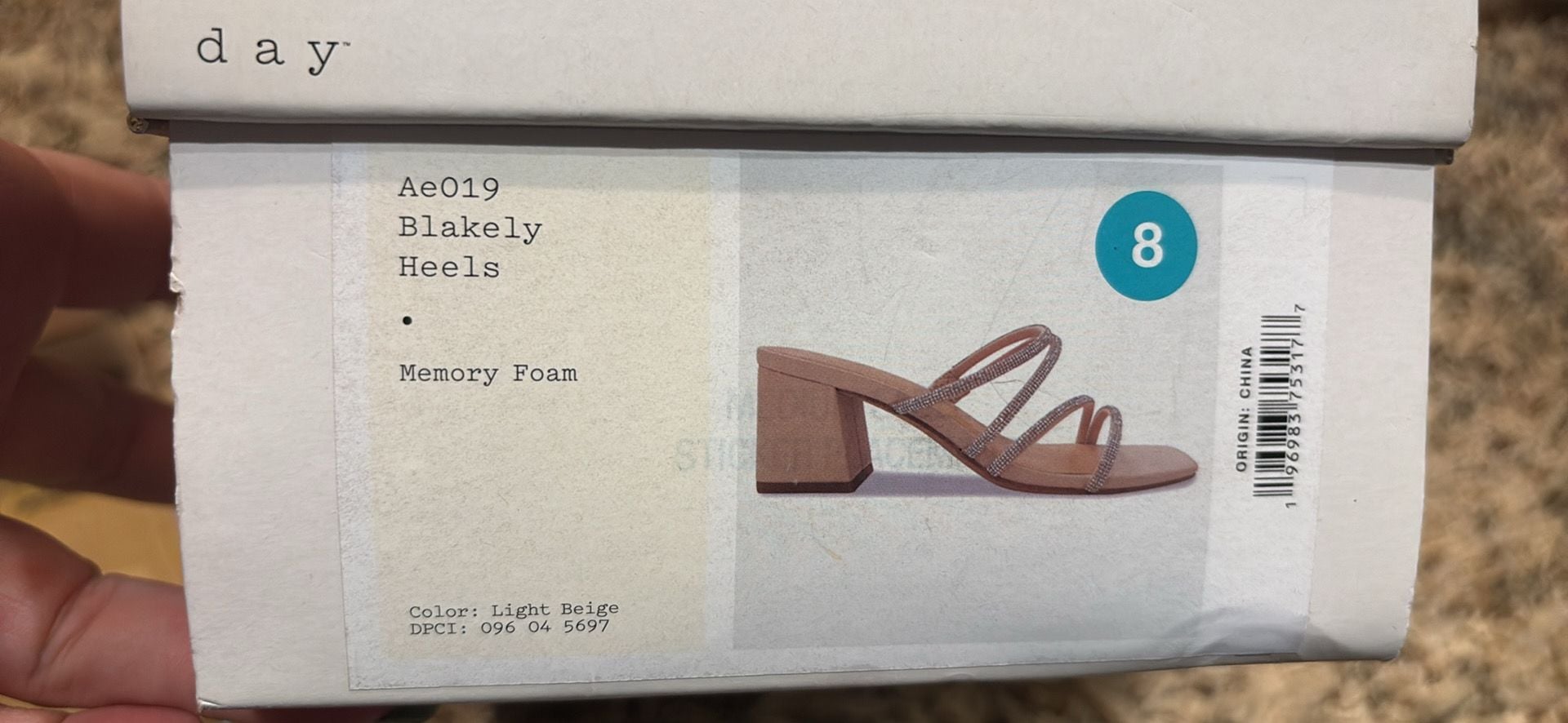 A New Day Blakely Heels Size 8 Light Beige Rhinestone Mule Sandals 5