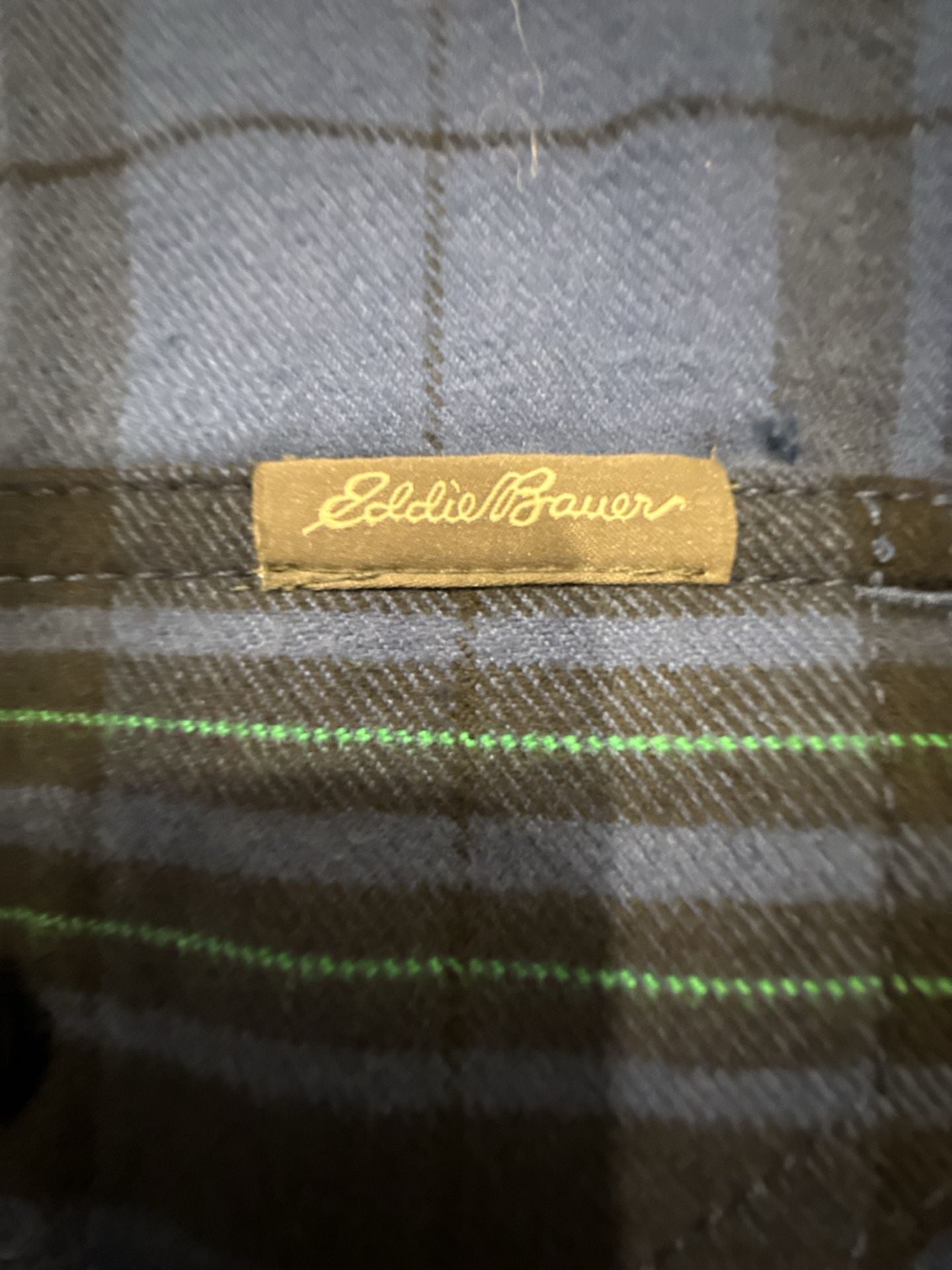 Eddie Bauer Plaid Sherpa Lined Zip Jacket Size XL Blue Black 3