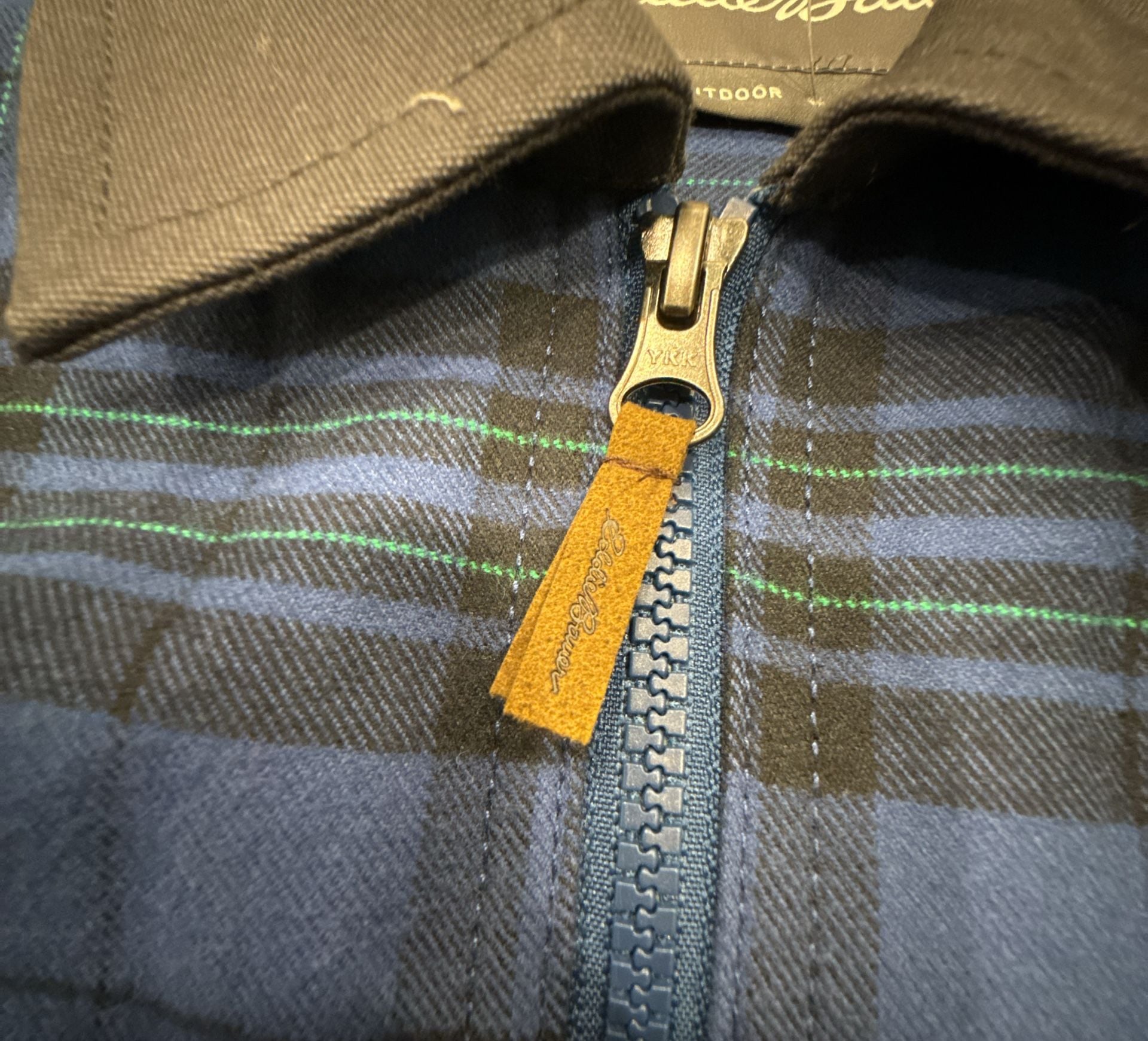 Eddie Bauer Plaid Sherpa Lined Zip Jacket Size XL Blue Black 4