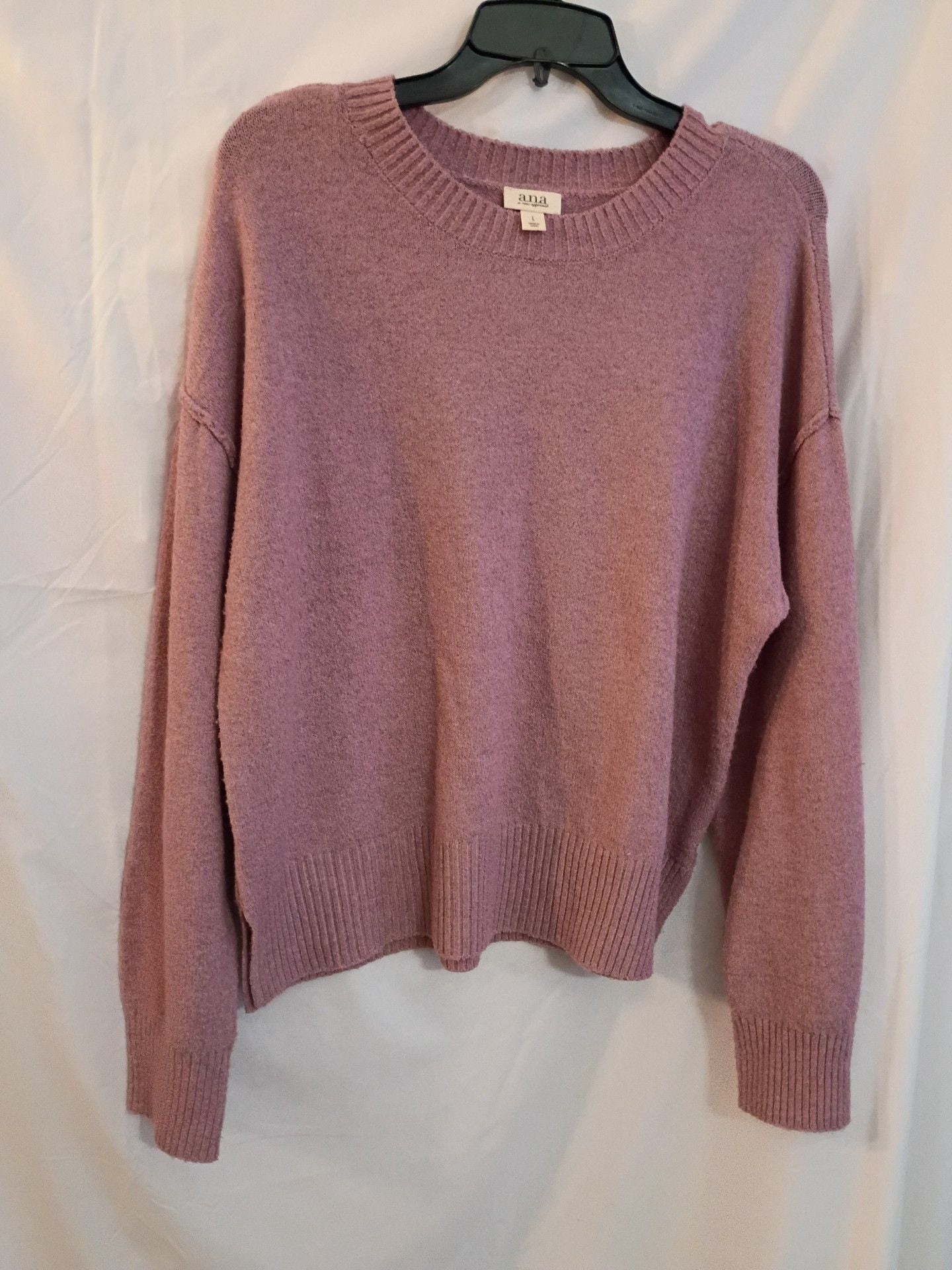 ana a new approach Sweater Size L Pink Crewneck Knit Long Sleeve Pullover 2