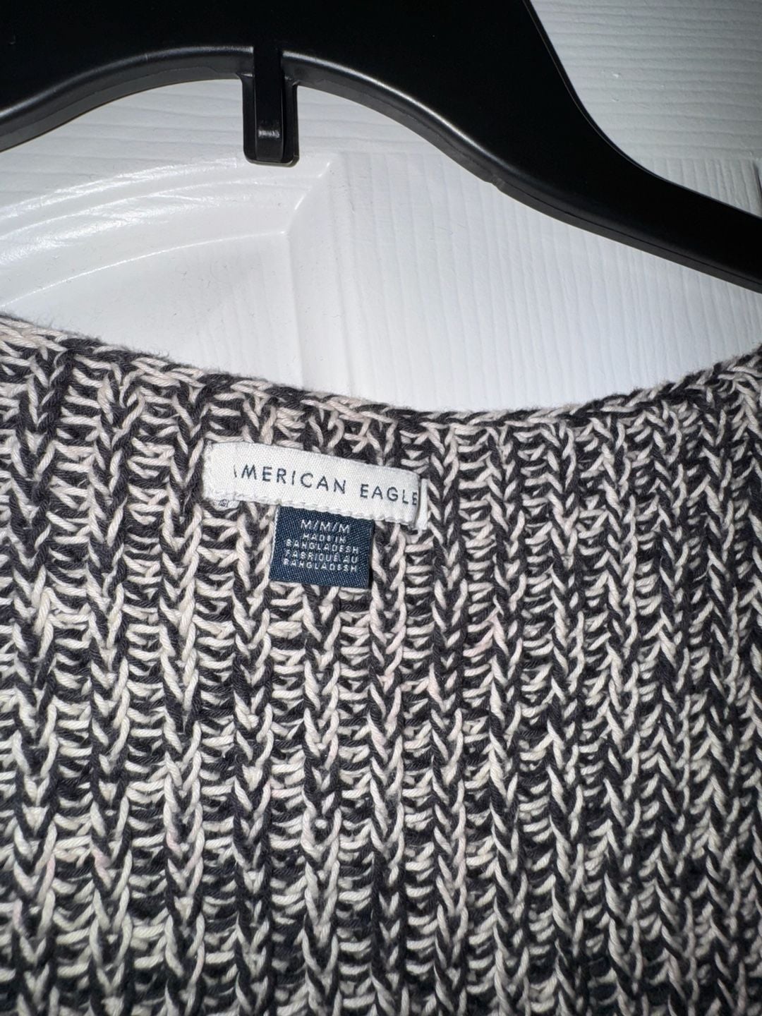 American Eagle Knit Sweater Vest Size M Black White Cropped 3