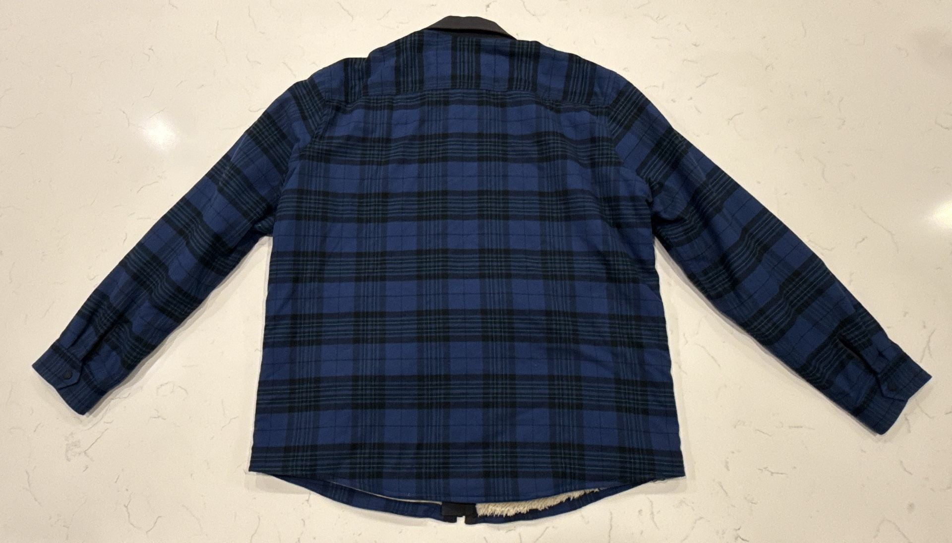 Eddie Bauer Plaid Sherpa Lined Zip Jacket Size XL Blue Black 10