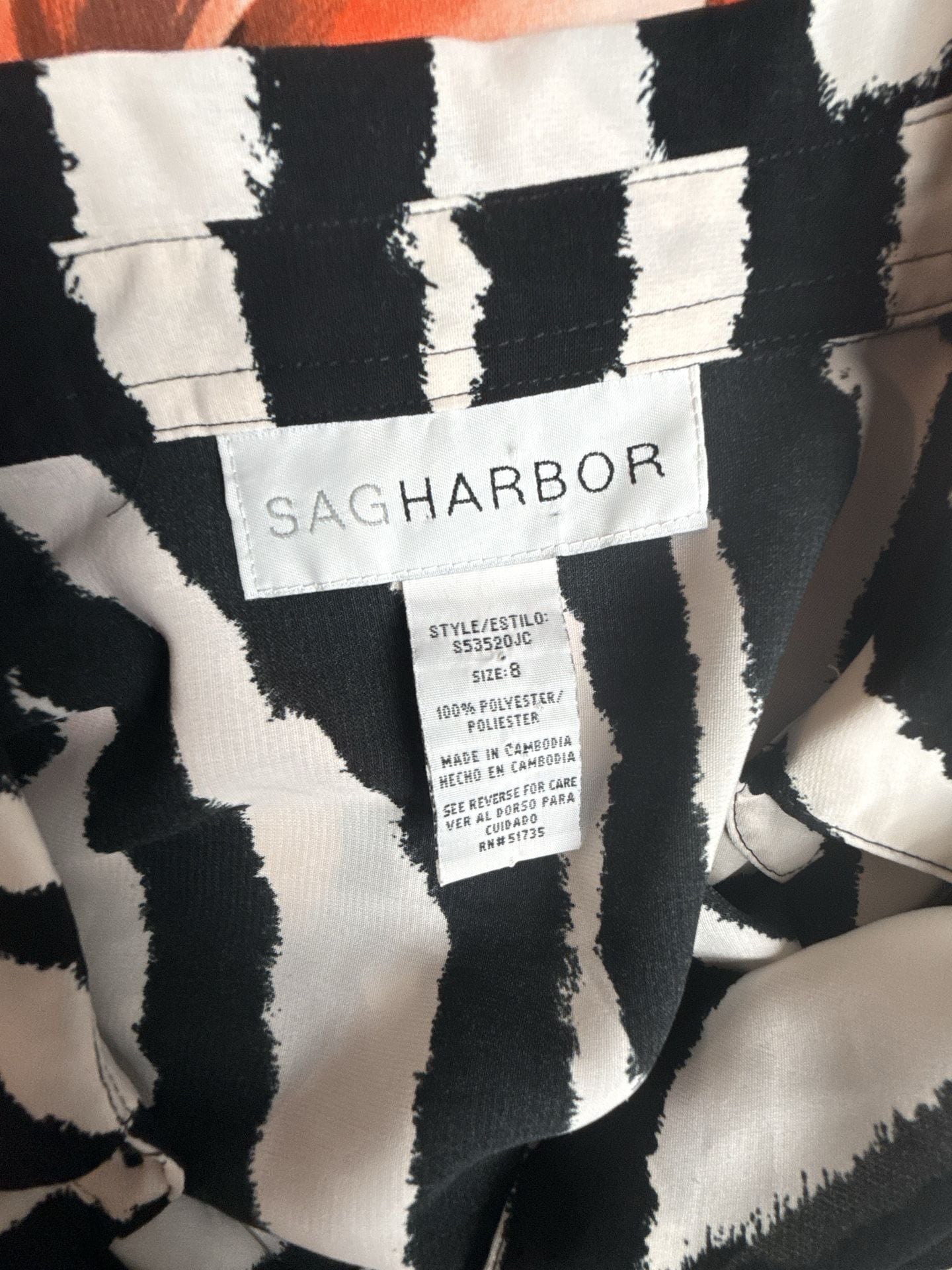 Sag Harbor Button Up Shirt Size 8 Zebra Floral Print 5