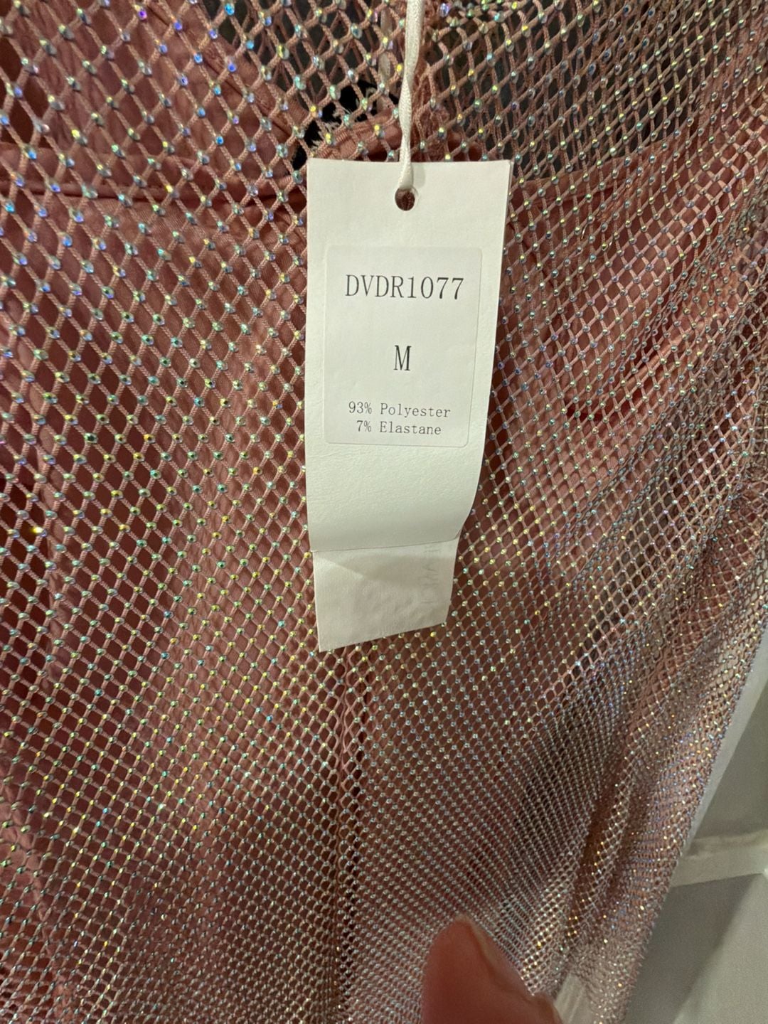 Da Veamor Rhinestone Fishnet Mini Dress Size M Pink 6