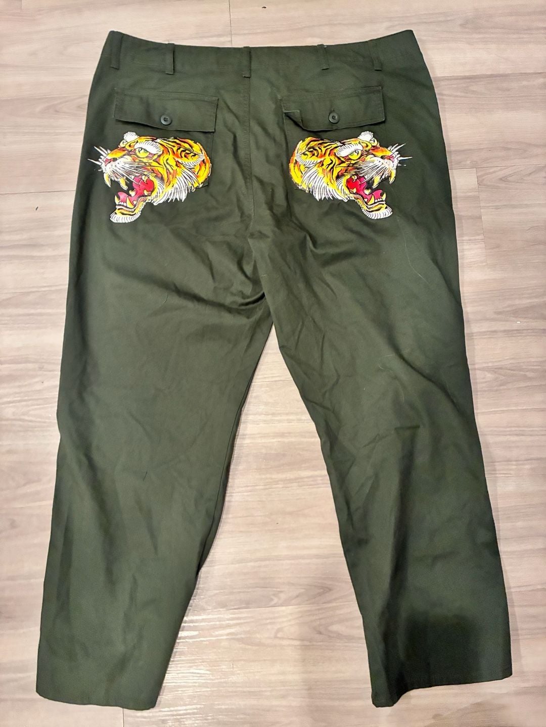 Ed Hardy Screaming Tigers Graphic Pants Size 42 Olive Green Y2K STREETWEAR 2