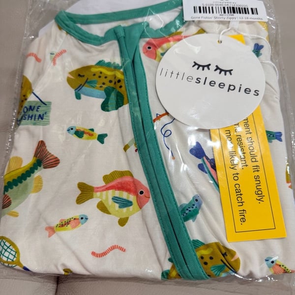 Little Sleepies Gone Fishin Shorty Zippy Size 12-18 Months