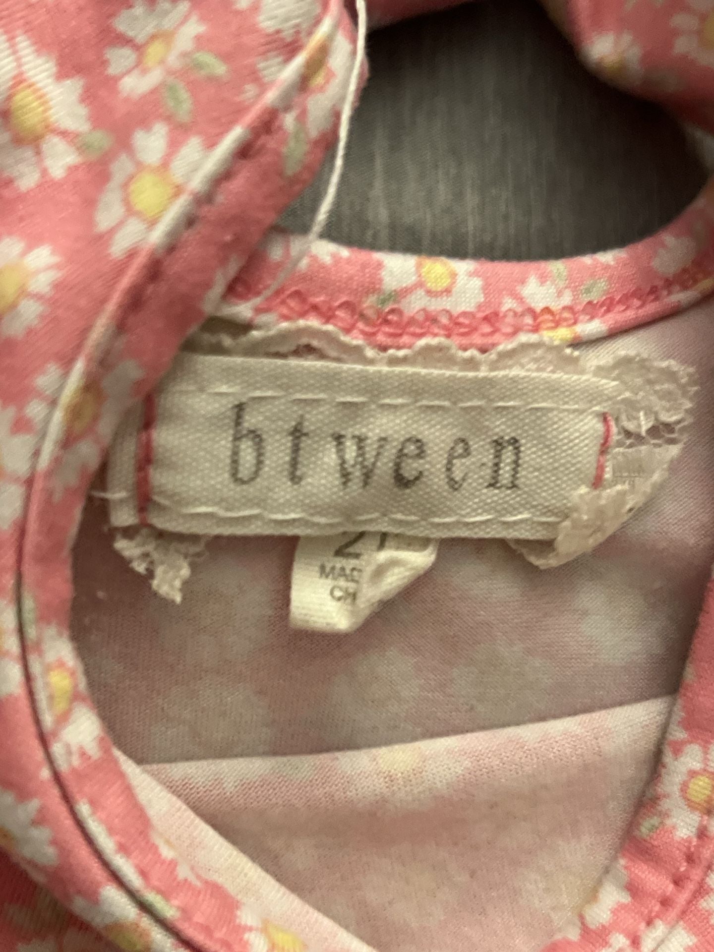 btween Dress Size 2T Pink Daisy Floral Back Bow Short Sleeve 2