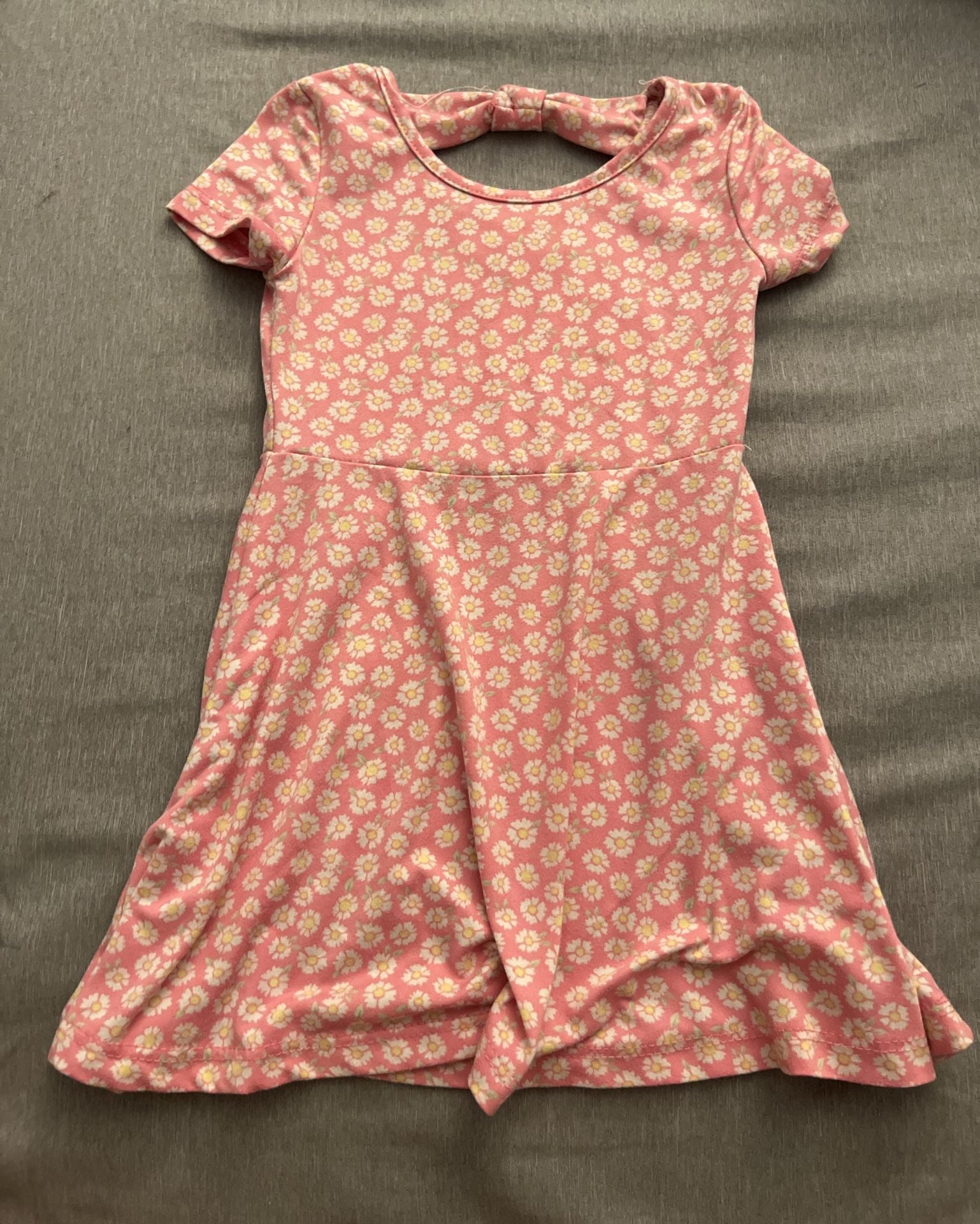 btween Dress Size 2T Pink Daisy Floral Back Bow Short Sleeve 1