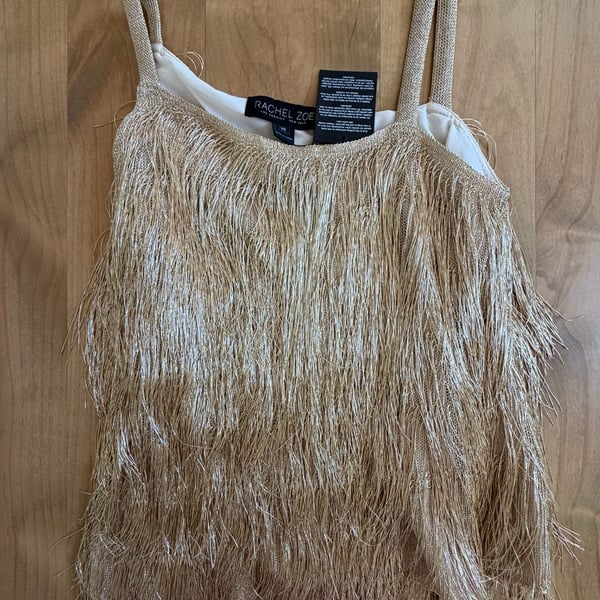 Rachel Zoe Wick Metallic Fringe Tank Top Size XS
