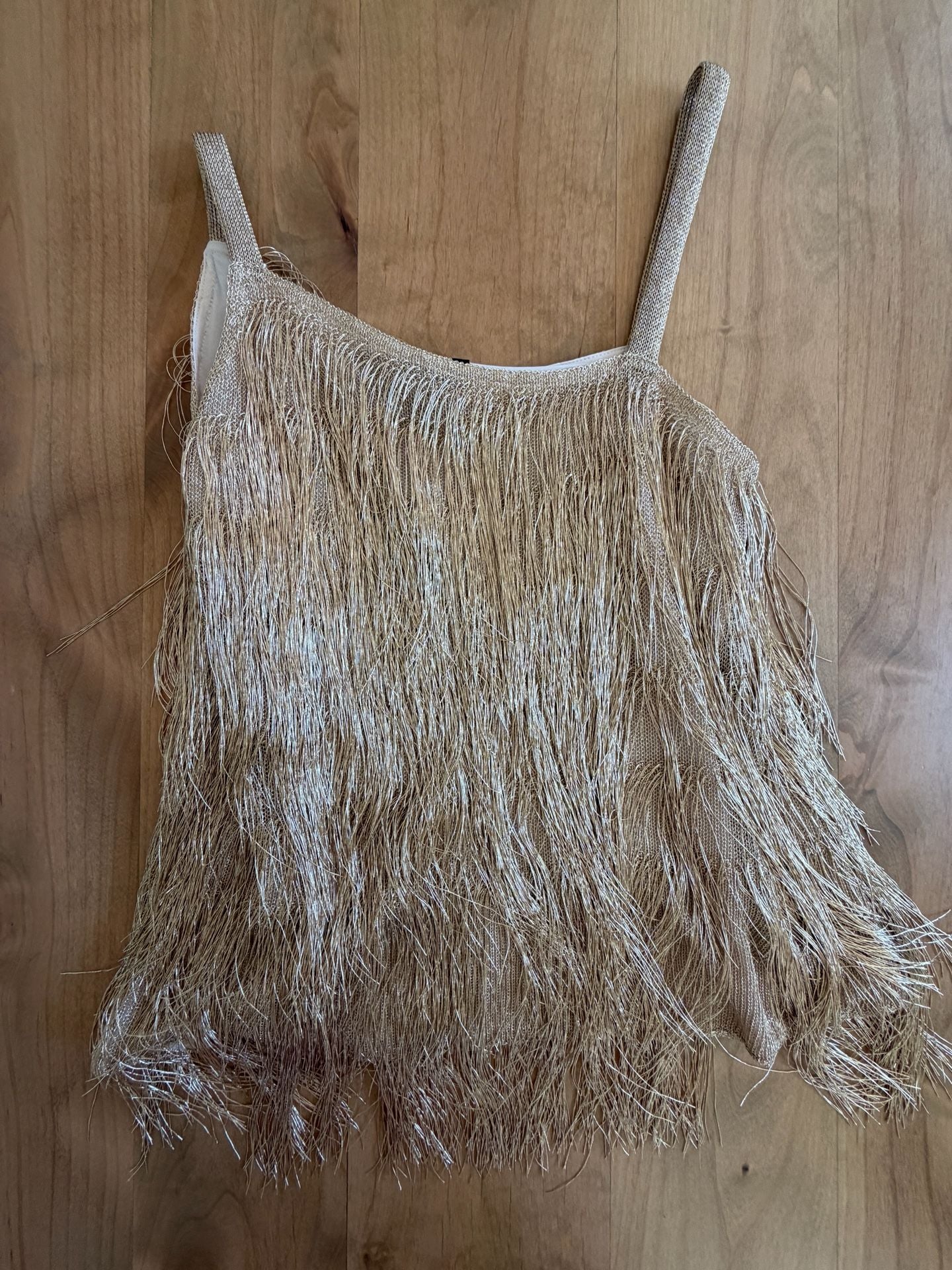 Rachel Zoe Wick Metallic Fringe Tank Top Size XS 9