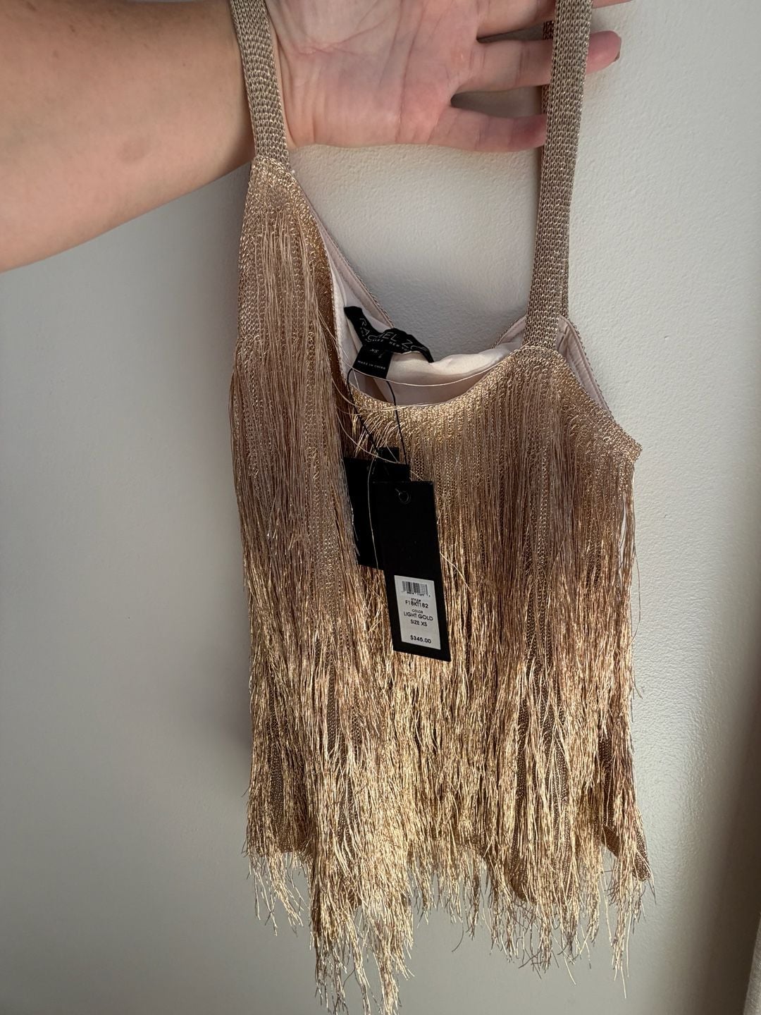 Rachel Zoe Wick Metallic Fringe Tank Top Size XS 12