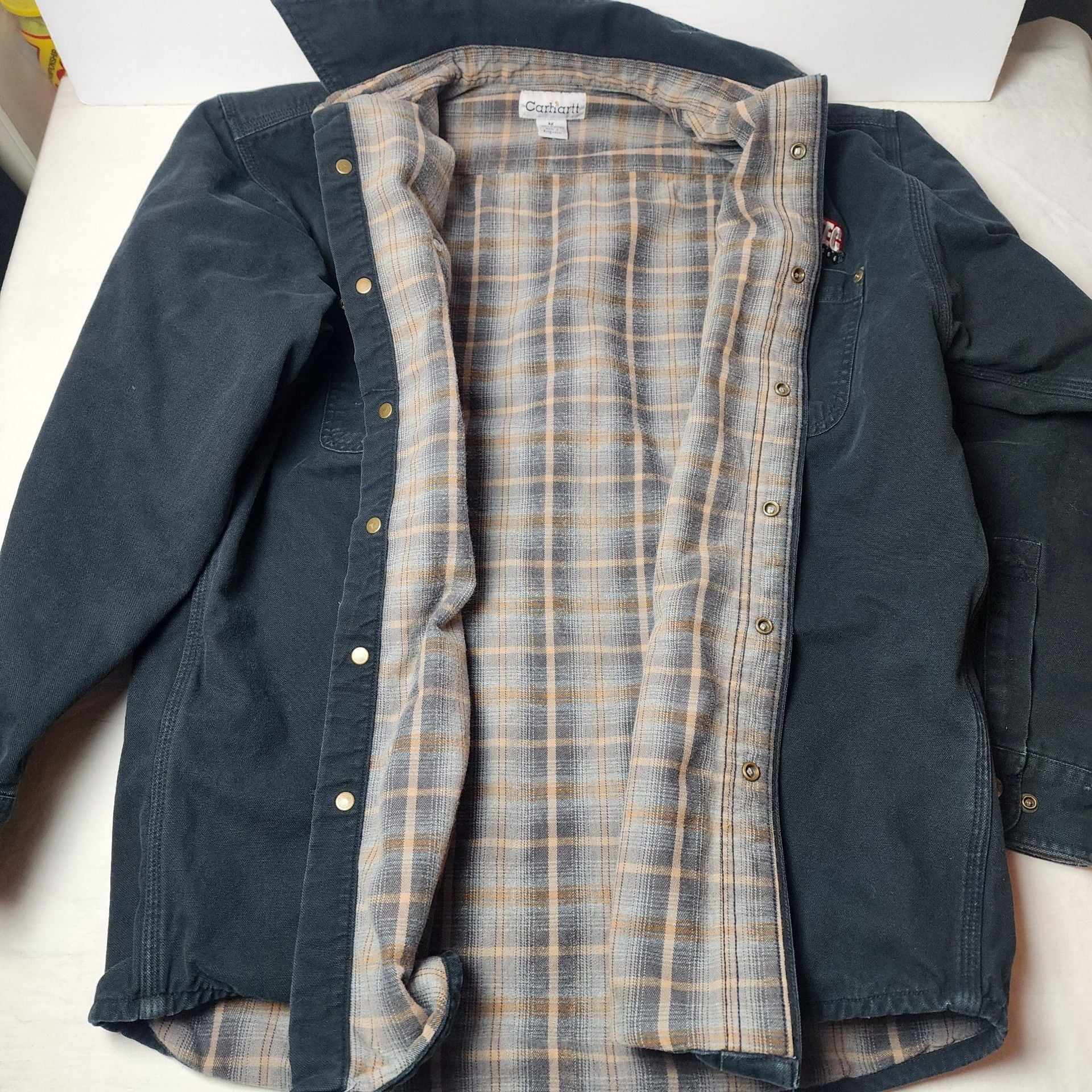 Carhartt black work jacket flannel lined Spring 1998 C 126839 size medium 8