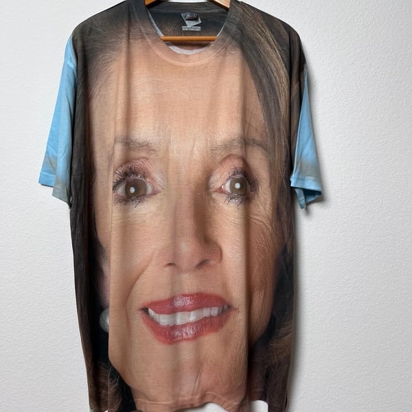 SubliWear Nancy Pelosi Face Graphic T-Shirt Size 2XL Blue Brown