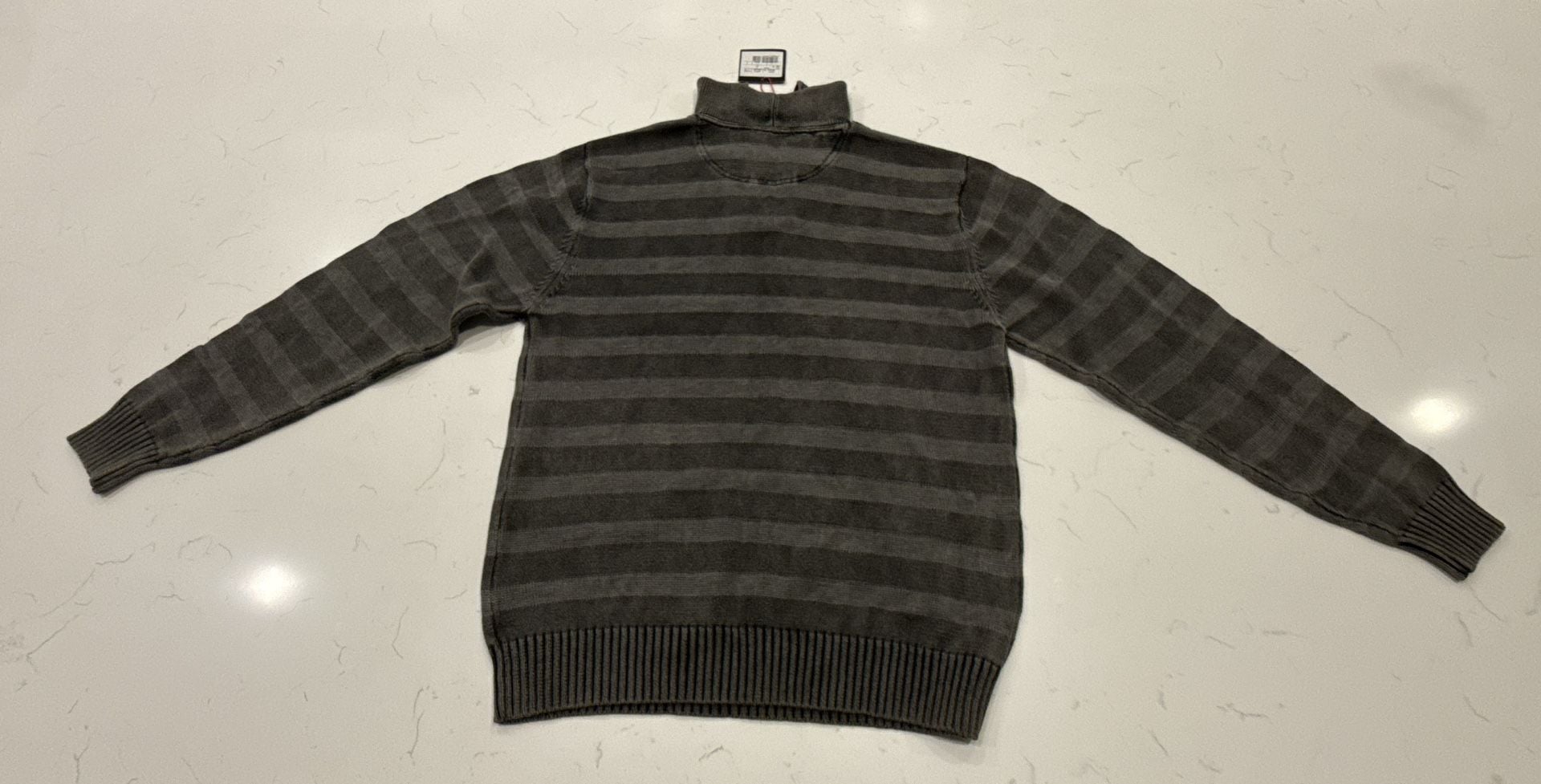 Marlboro Classics 1/4 Zip Sweater Size M Gray Striped Pullover 9