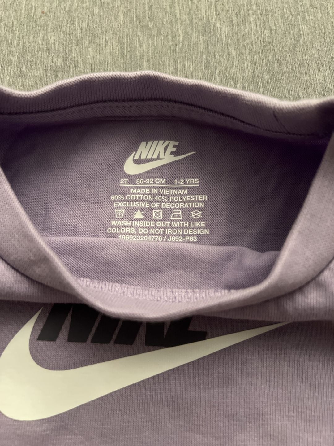 Nike T-Shirt Dress Size 2T Purple Cotton Blend Logo 3