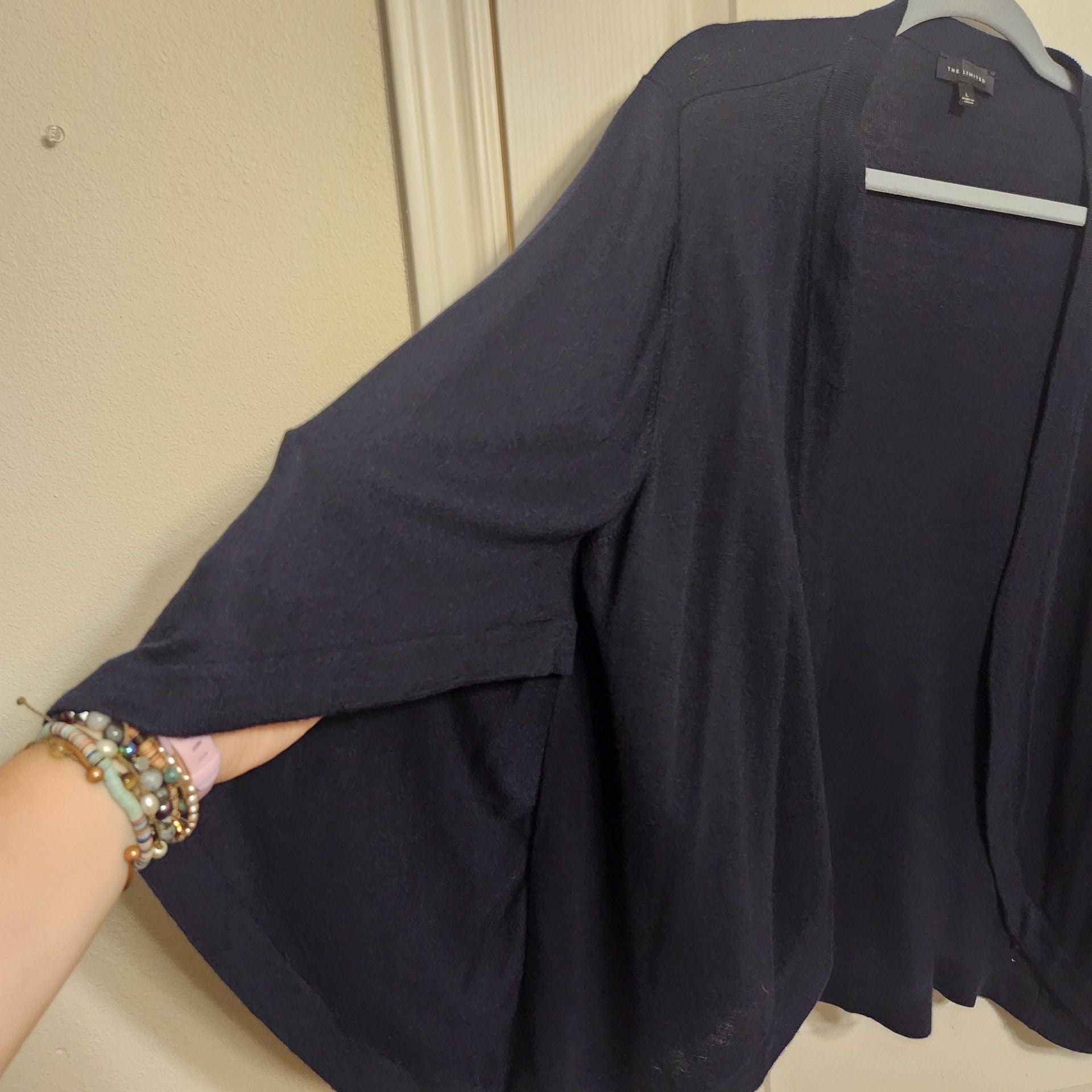 The Limited Cardigan wool blend Navy Blue Knit Open-Front 3
