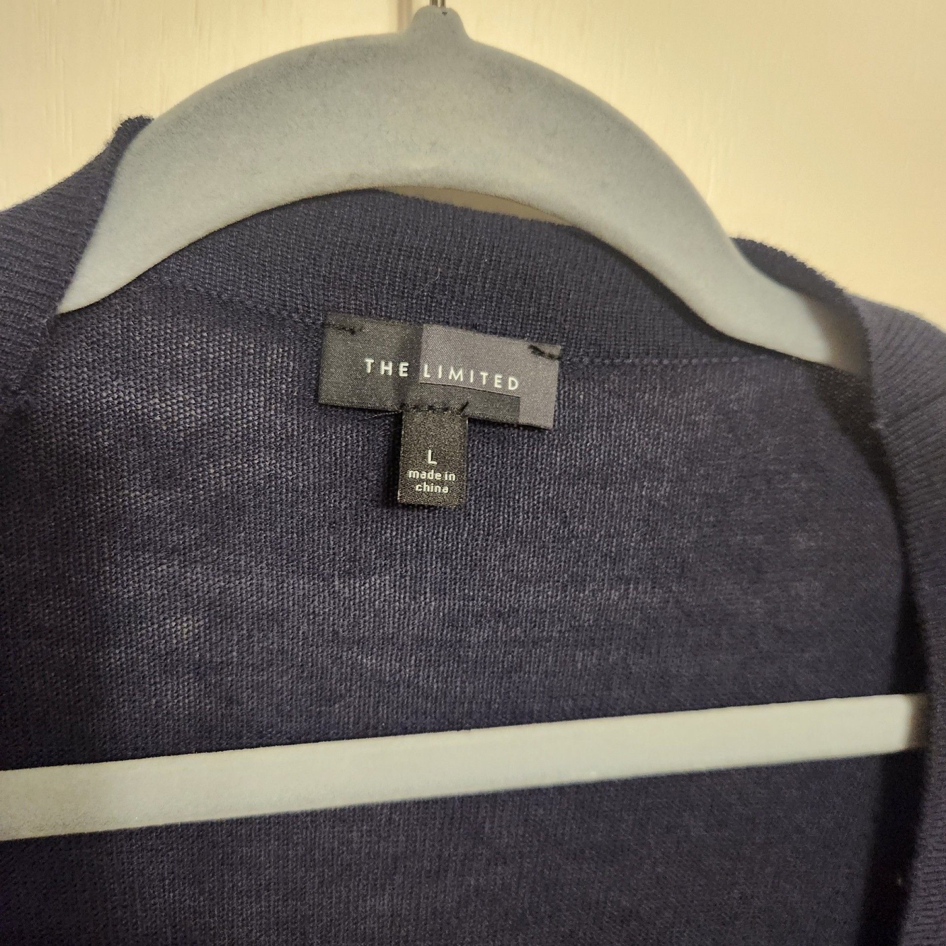 The Limited Cardigan wool blend Navy Blue Knit Open-Front 4