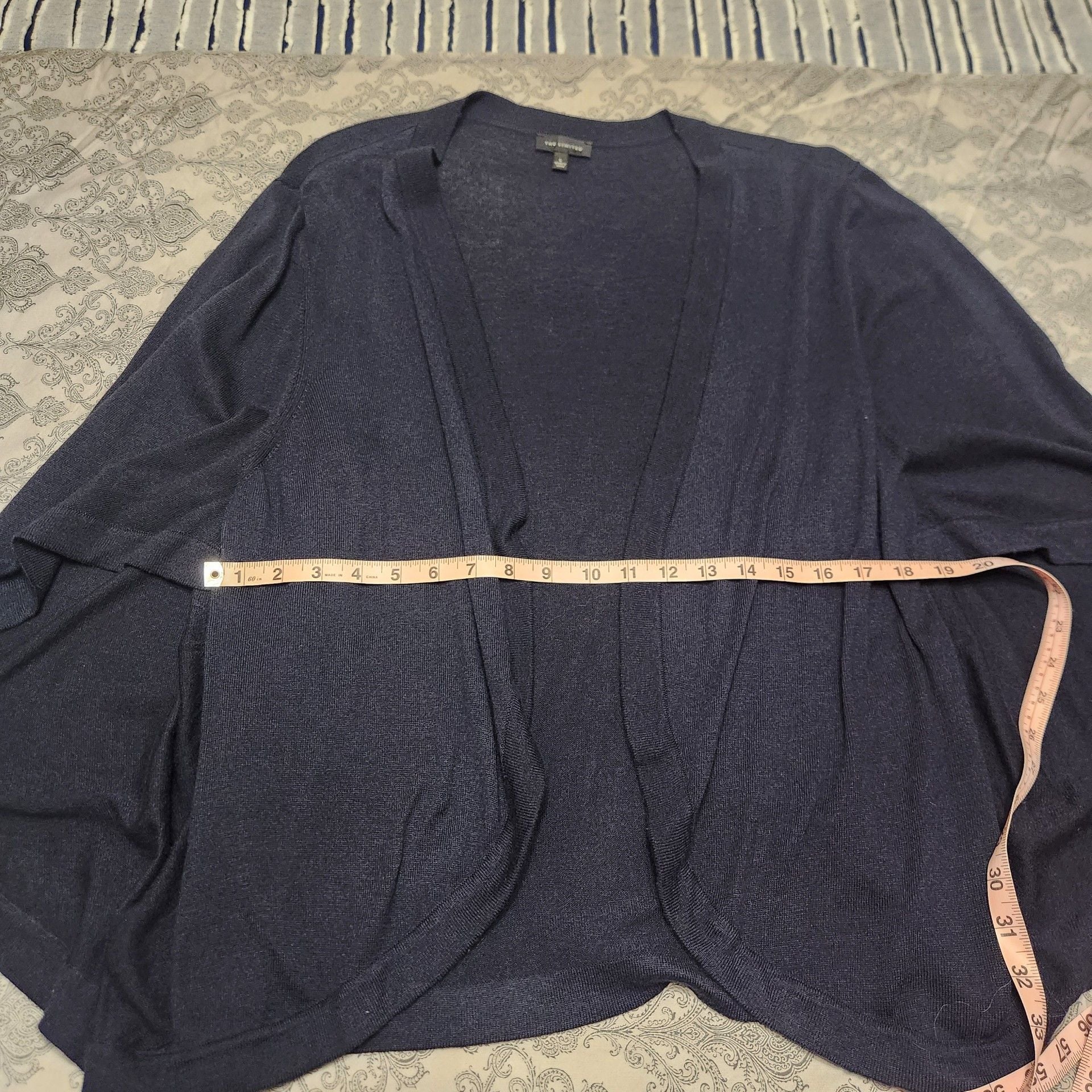 The Limited Cardigan wool blend Navy Blue Knit Open-Front 8