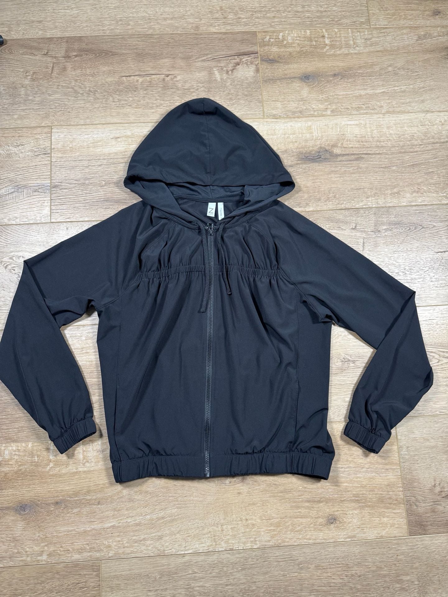 Z by Zella Women’s Lightweight Ruched Full Zip Hoodie Black Size M 3