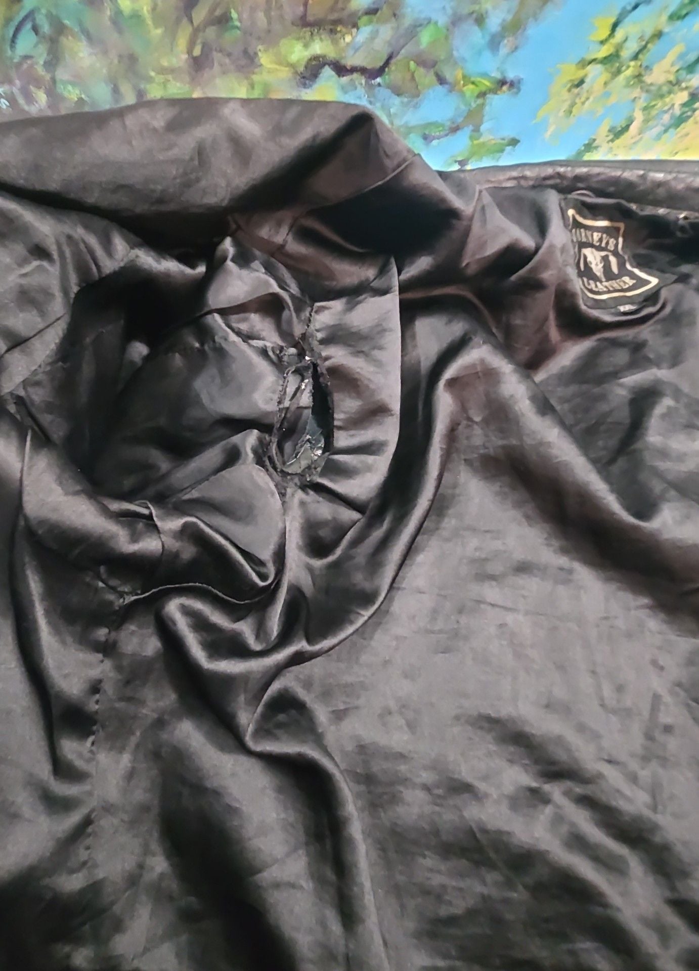Barneys Vintage Leather Jacket Size XXL - Black Genuine Leather Snap 12