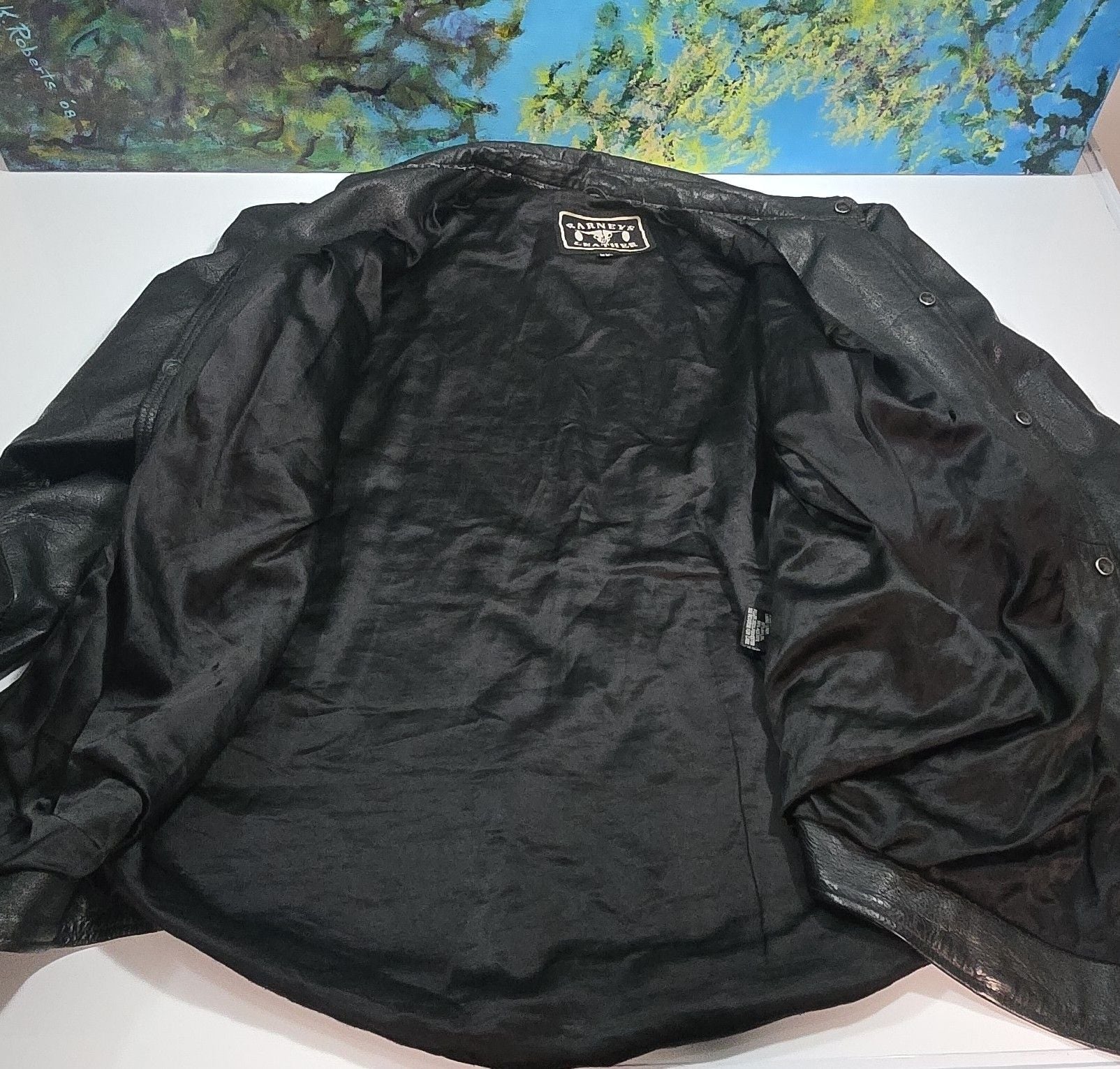 Barneys Vintage Leather Jacket Size XXL - Black Genuine Leather Snap 11
