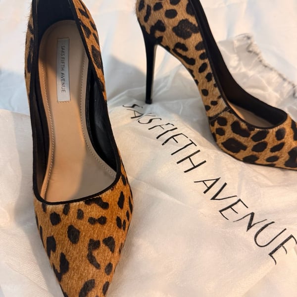 Leopard heels saks fifth avenue size 9