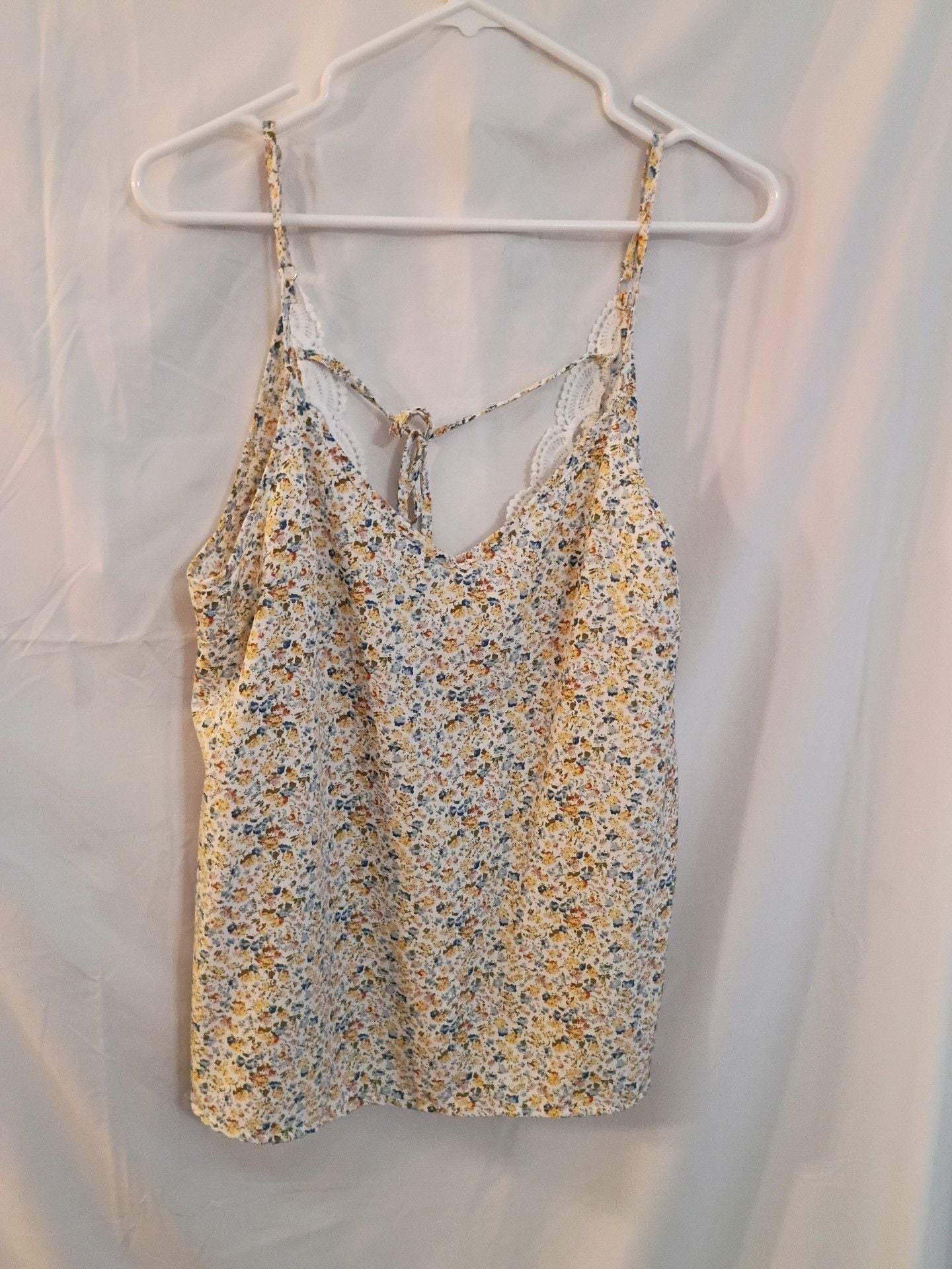 Versona Cami Top Floral Print Lace Trim V-Neck Spaghetti Strap 4