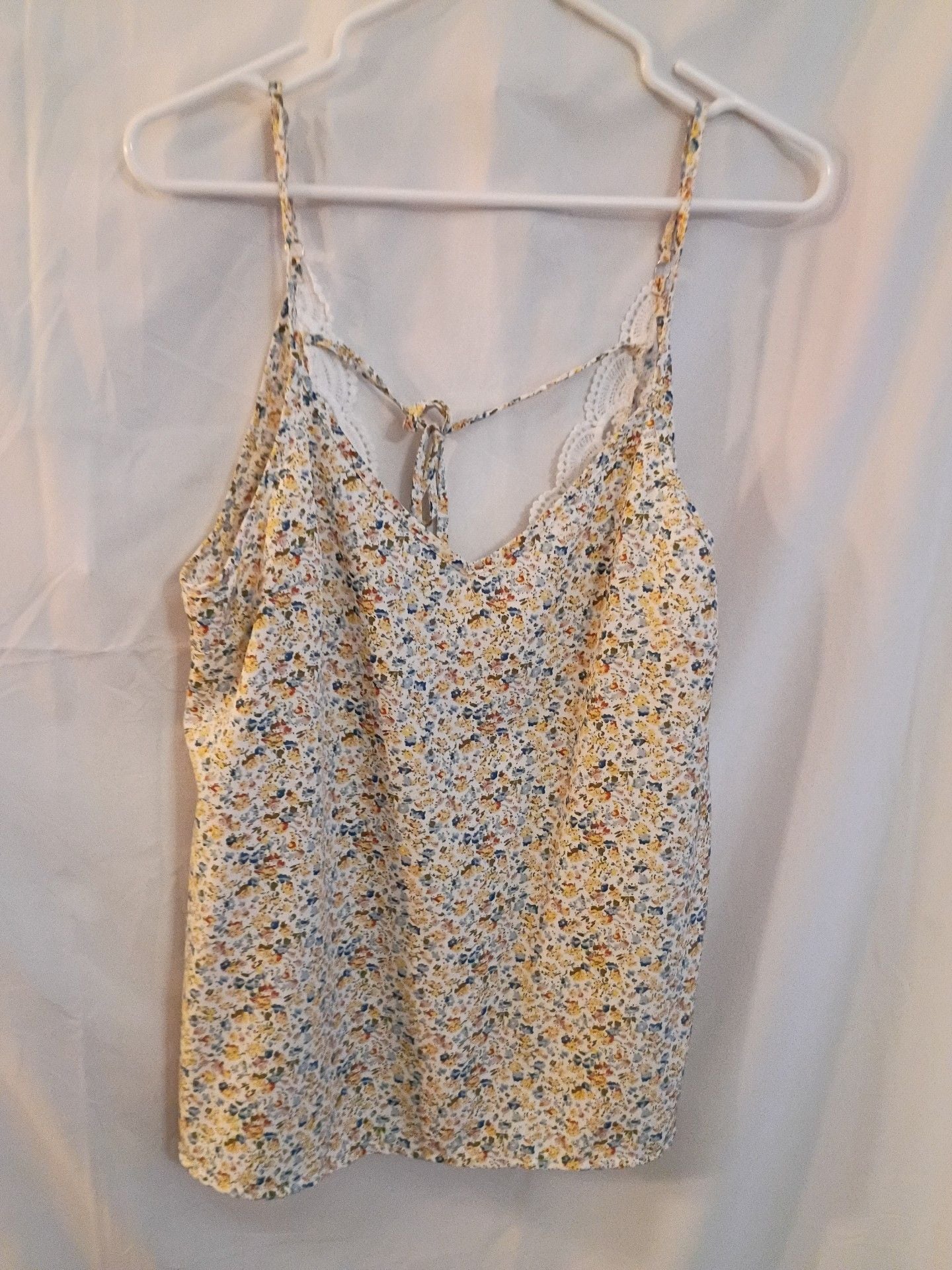Versona Cami Top Floral Print Lace Trim V-Neck Spaghetti Strap 5